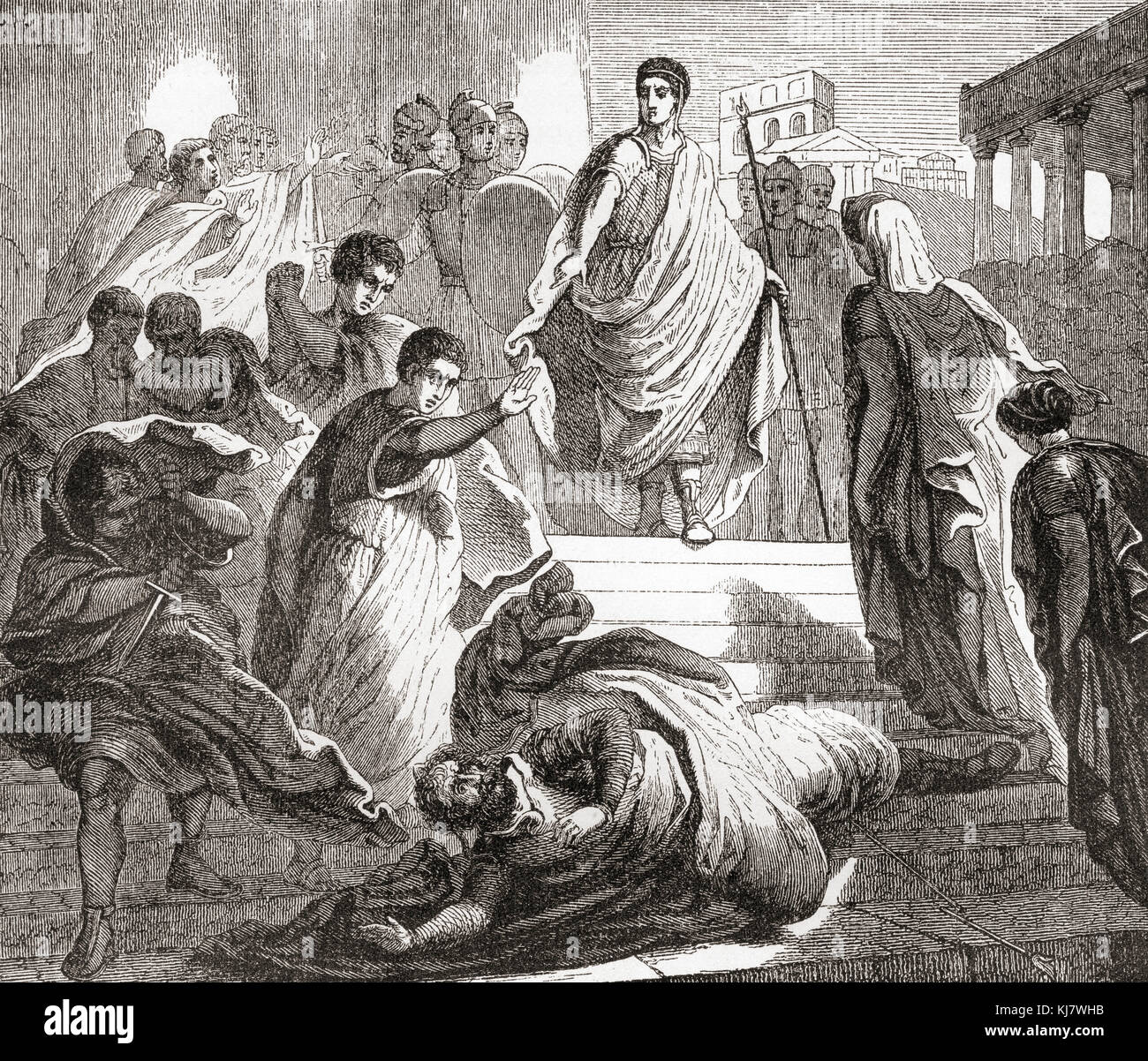 L'assassinat de Servius Tullius par son beau-fils Lucius Tarquinius, 535 BC. Servius Tullius, sixième roi légendaire de Rome qui régna de 535 à 575 BC. De Ward et verrouiller l'illustre l'histoire du monde, publié c.1882. Banque D'Images