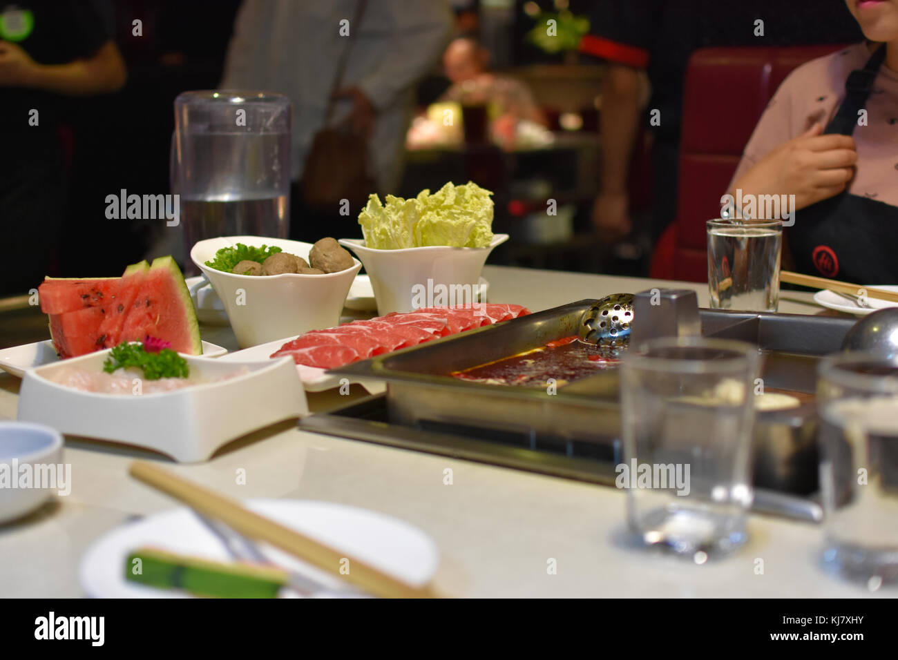 Hot pot traditionnel à Pékin, en Chine. Banque D'Images