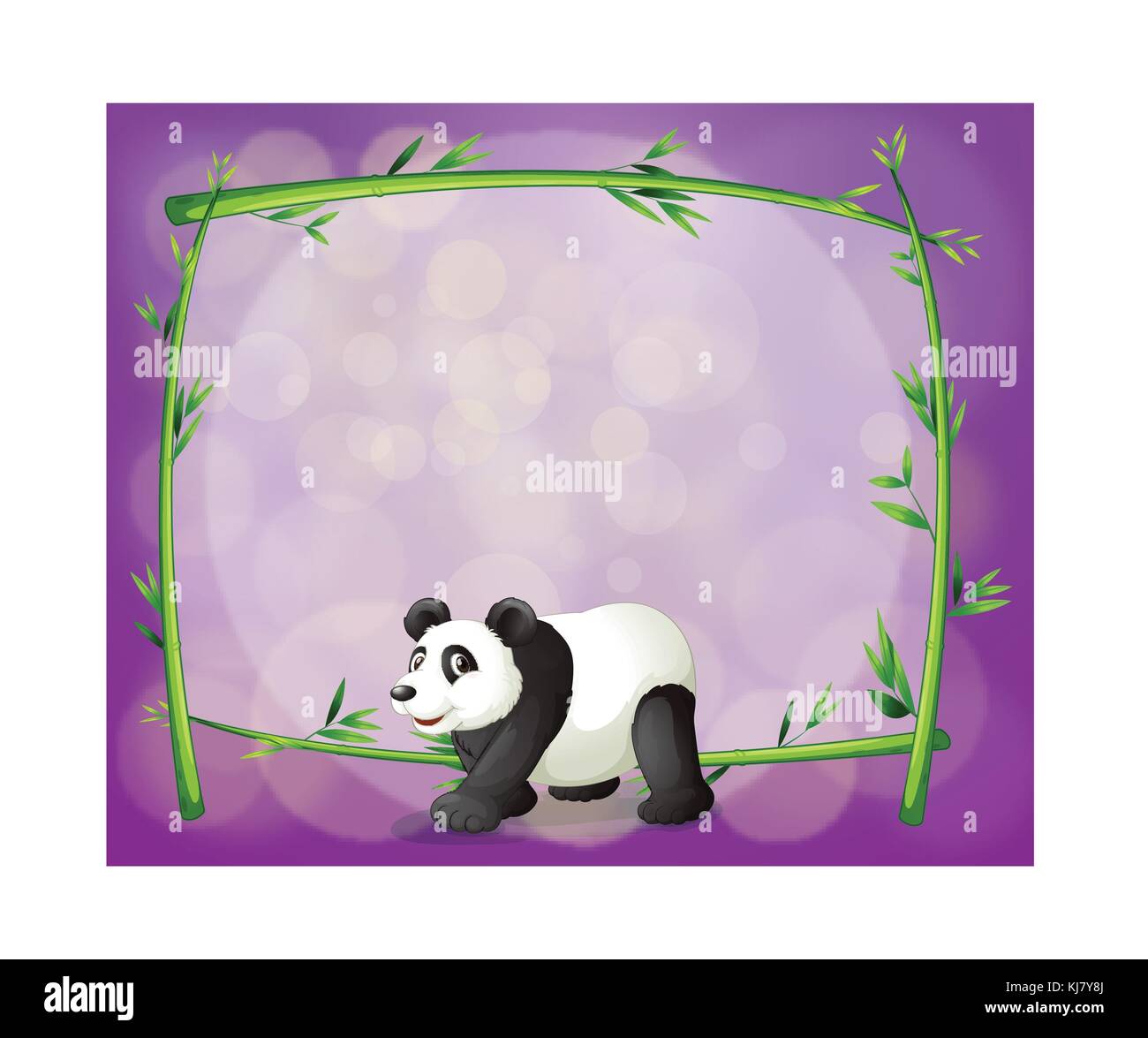 Illustration d'un panda en face d'une armature en bambou Illustration de Vecteur