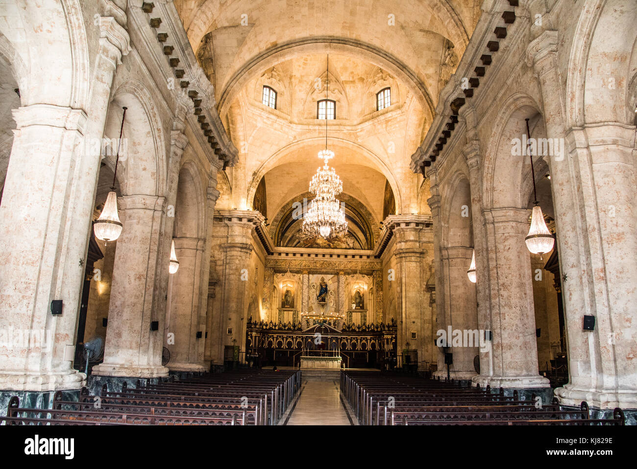 L'intérieur de la Cathédrale de La Havane ou de la Catedral de la Virgen María de la Inmaculada Concepción de La Habana, La Havane, Cuba Banque D'Images