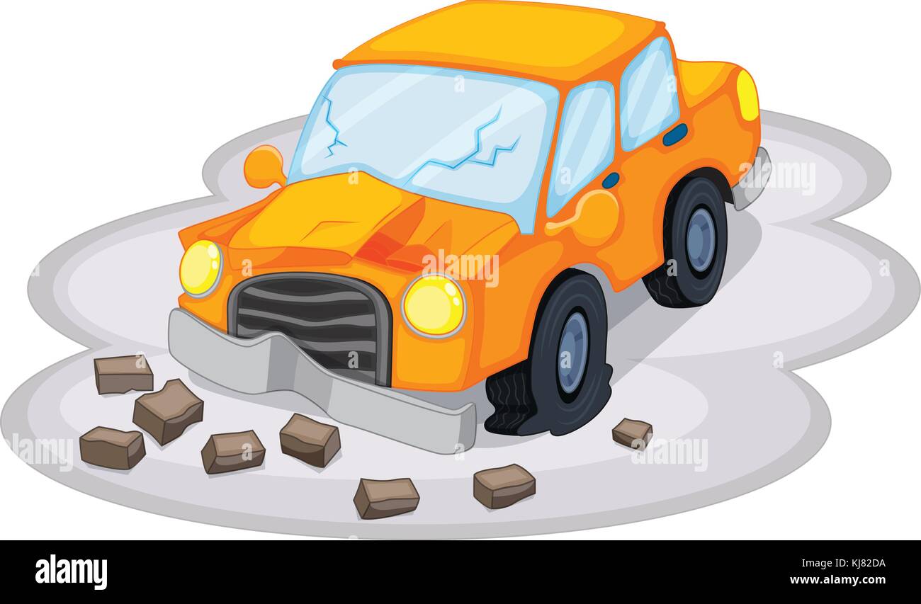 Illustration d'un accident de voiture sur un fond blanc Illustration de Vecteur