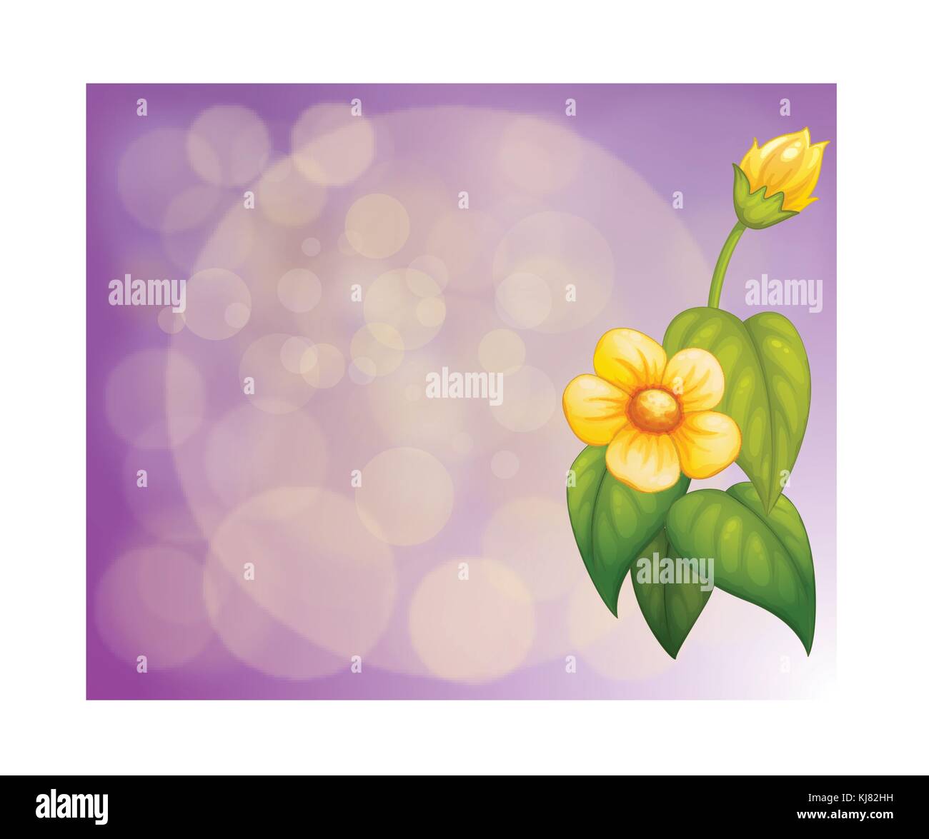 Illustration d'un gradient de papeterie de couleur avec des fleurs jaunes Illustration de Vecteur
