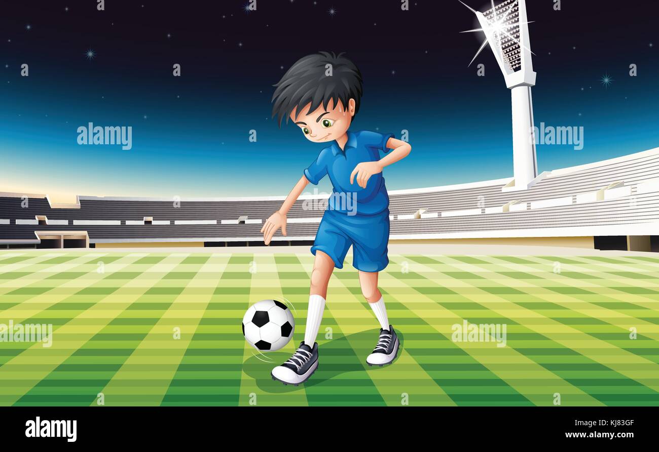 Illustration d'un joueur de football en un uniforme bleu Illustration de Vecteur