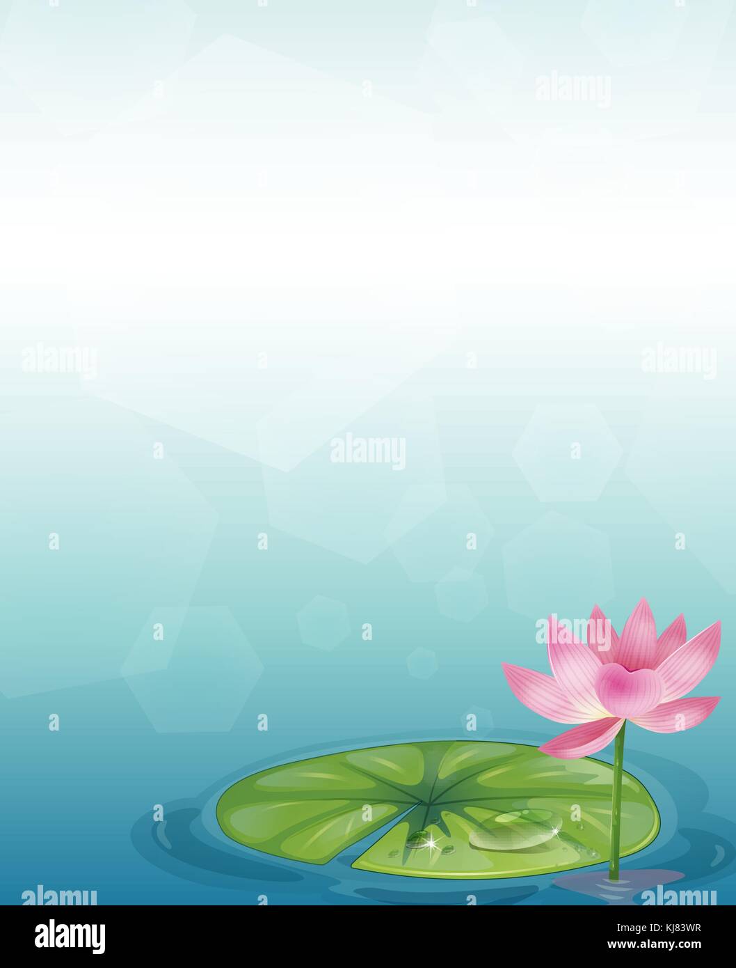 Illustration d'une papeterie au Bassin aux nymphéas et une fleur rose Illustration de Vecteur