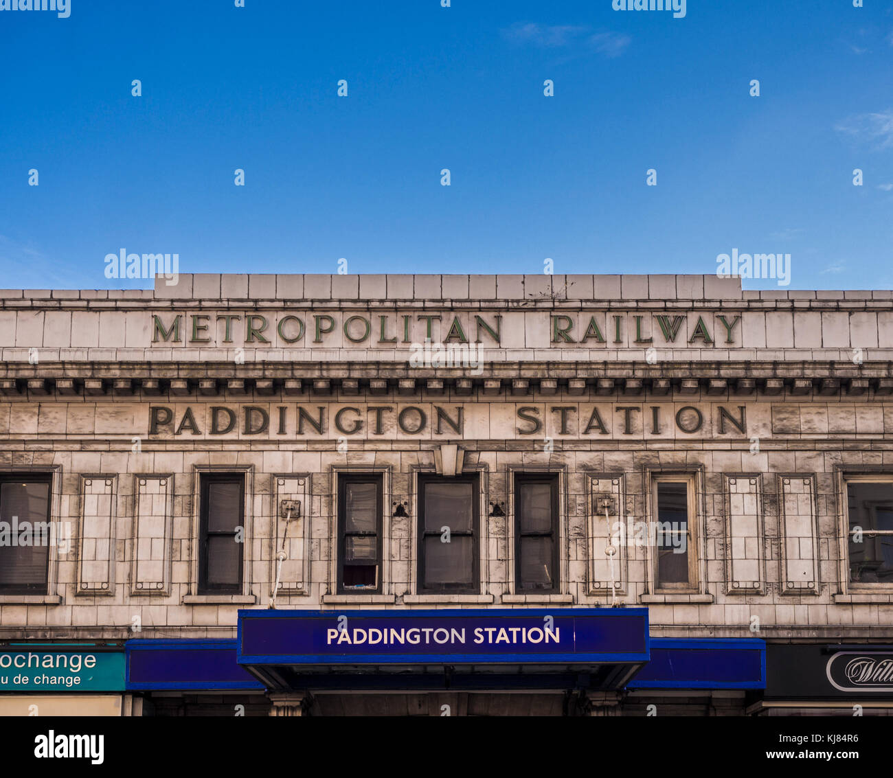 Entrée de la station de métro de Paddington, Londres, Royaume-Uni. Banque D'Images