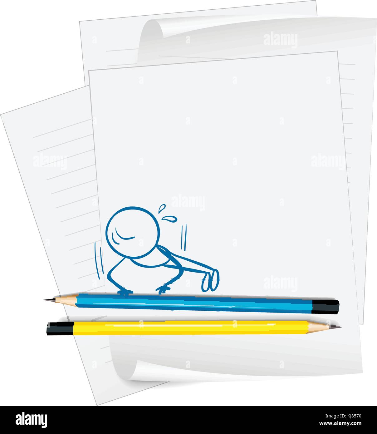 Illustration d'un papier avec un dessin d'une boy doing push-ups sur fond blanc Illustration de Vecteur