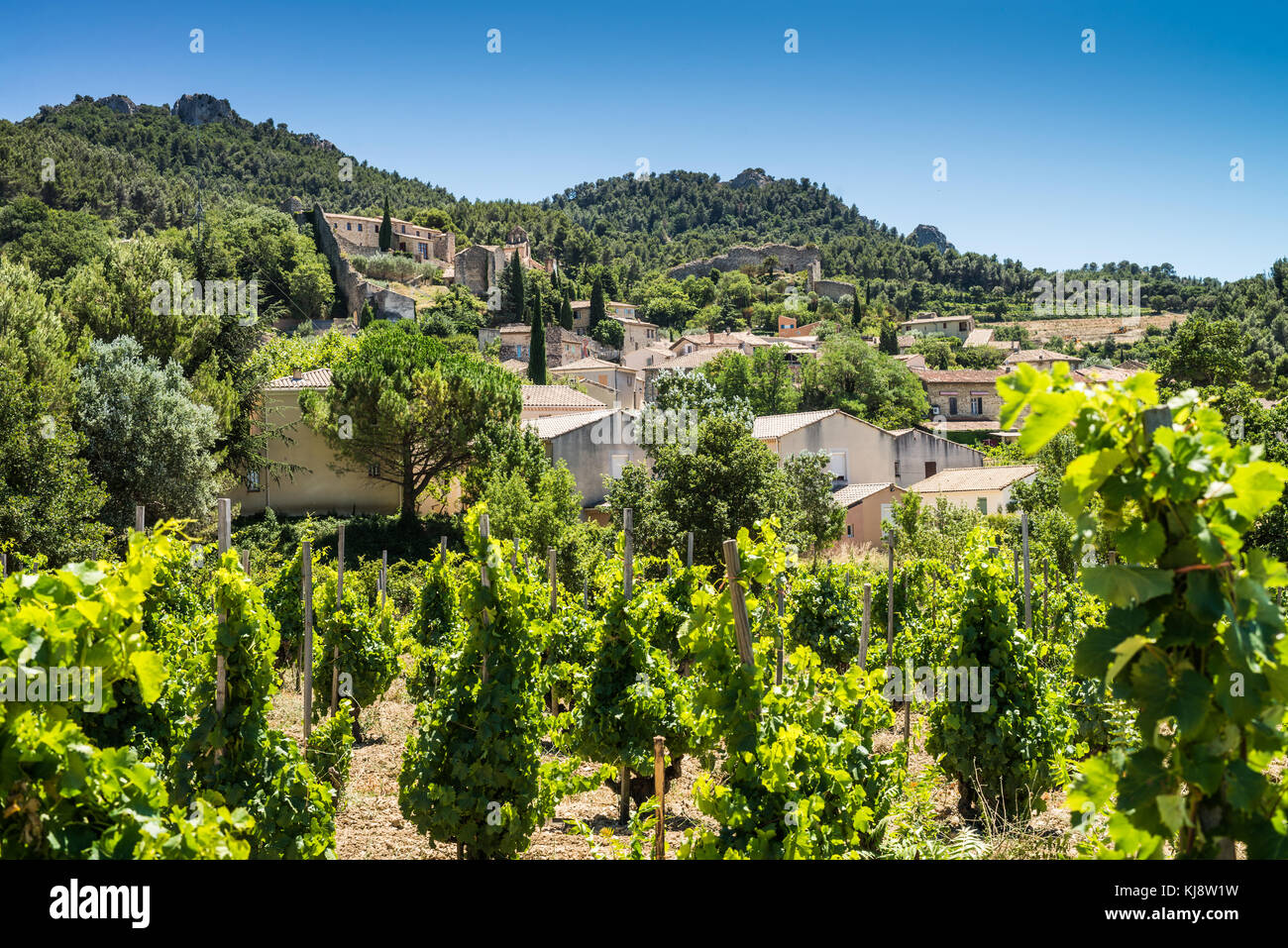 Village historique de Gigondas, Côtes du Rhône, Provence, France Banque D'Images