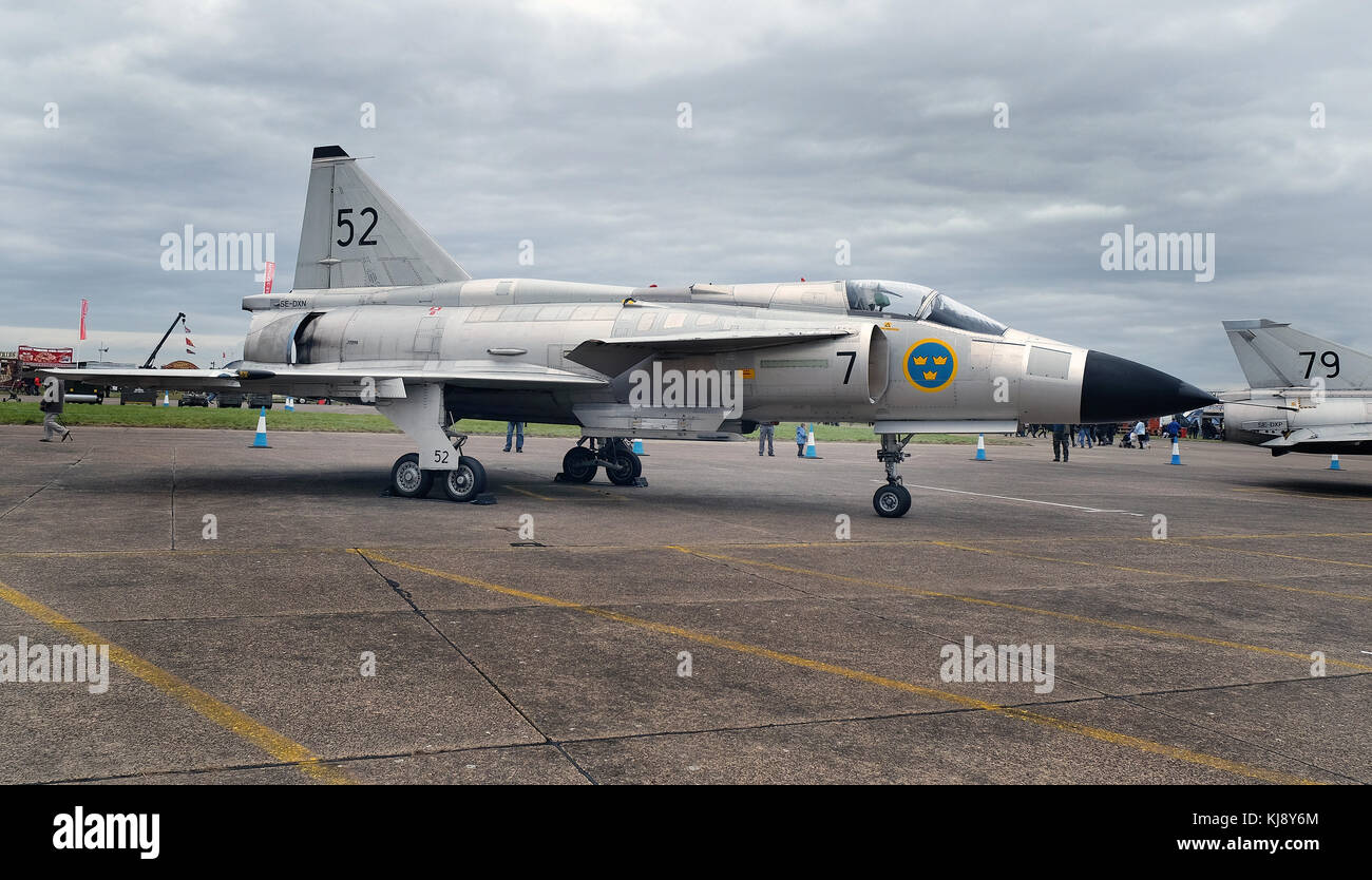 SAAB 37 Viggen à Scampton international air show, 10 Septembre, 2017. Banque D'Images