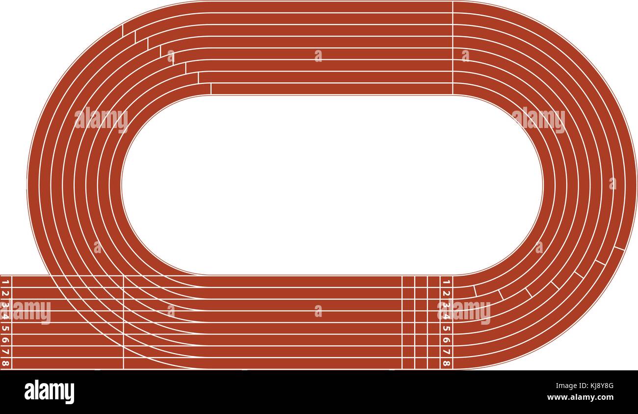 Une piste de course sur stade avec lane et des chiffres. Illustration de Vecteur