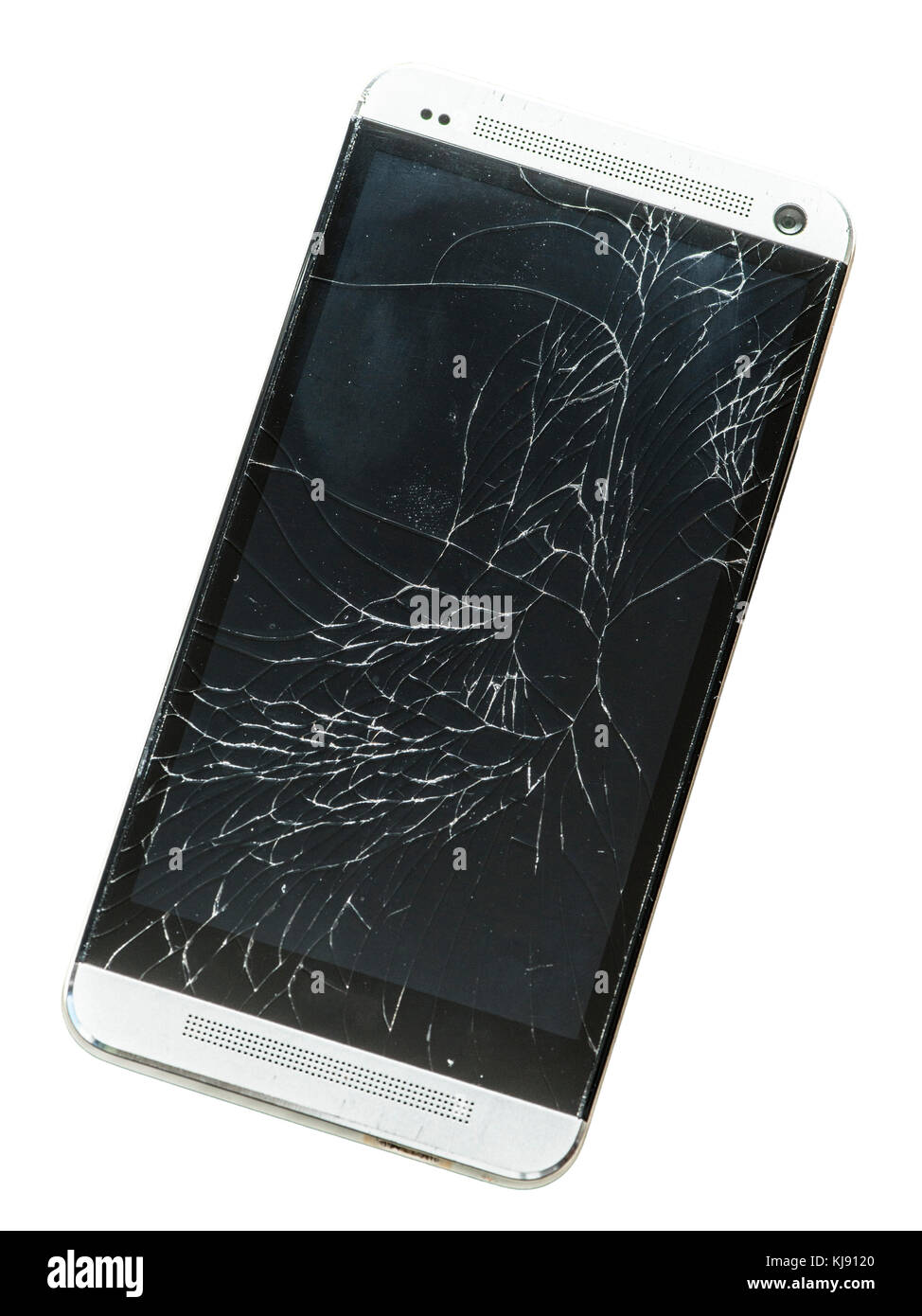 L'écran du téléphone intelligent fissuré. broken téléphone affichage fenêtre la lumière. Banque D'Images