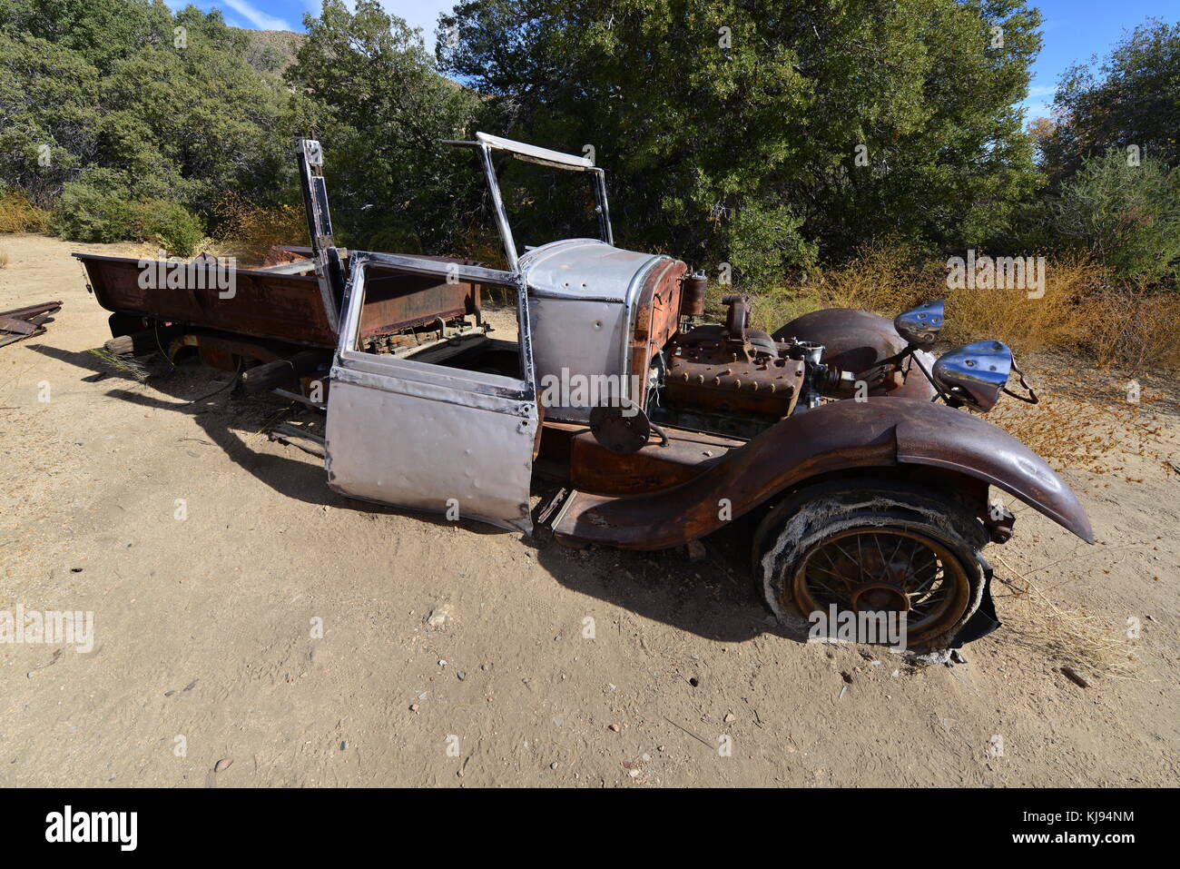 Une prise en charge à l'américain qui pourrissent le Joshua Tree National Park. Banque D'Images
