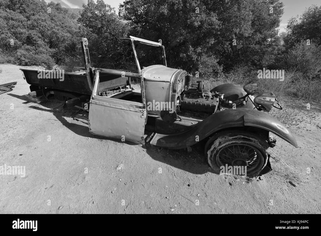 Une prise en charge à l'américain qui pourrissent le Joshua Tree National Park. Banque D'Images