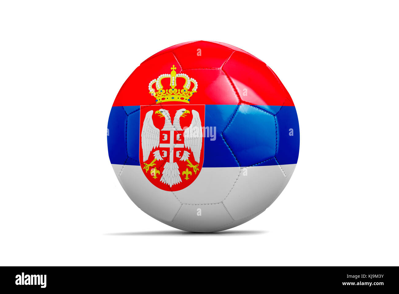 Ballon de soccer isolé avec drapeau de l'équipe de la Russie, la Serbie en 2018. Banque D'Images