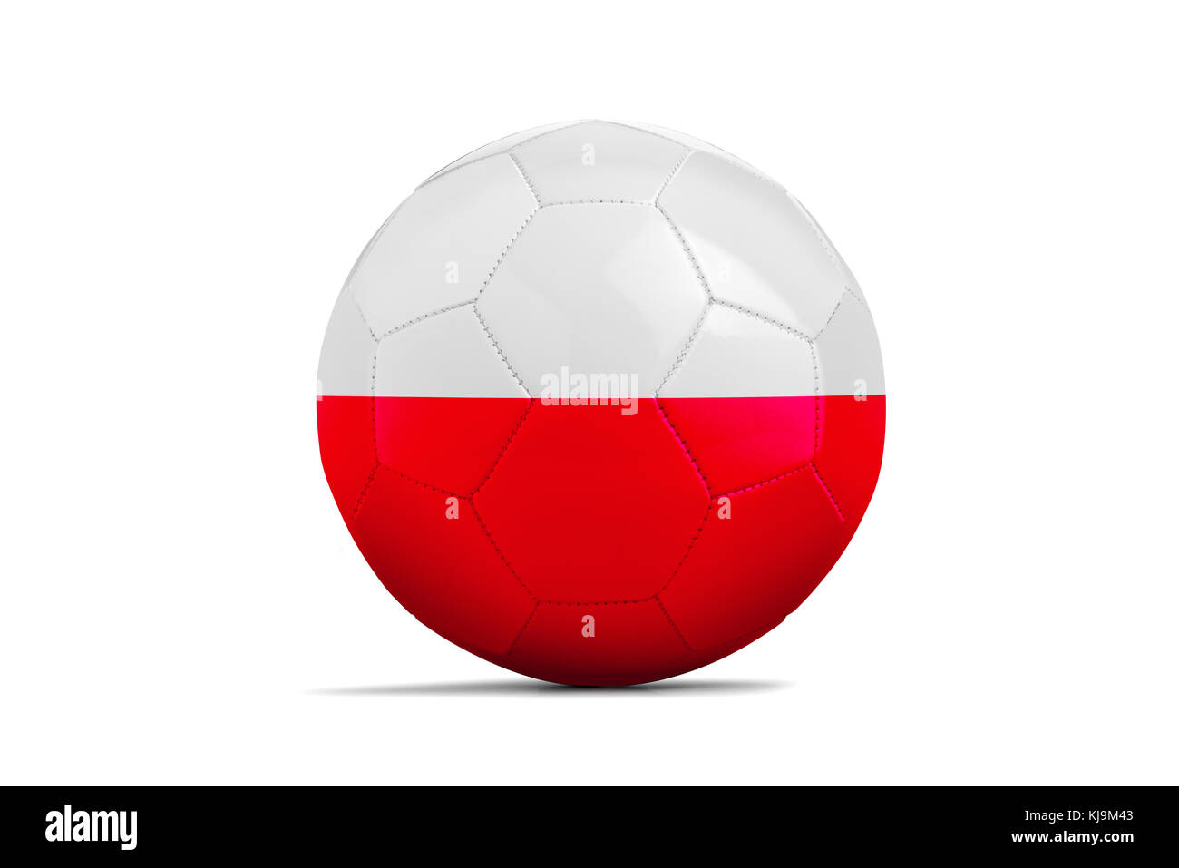 Ballon de soccer isolé avec drapeau de l'équipe de la Russie, la Pologne en 2018. Banque D'Images