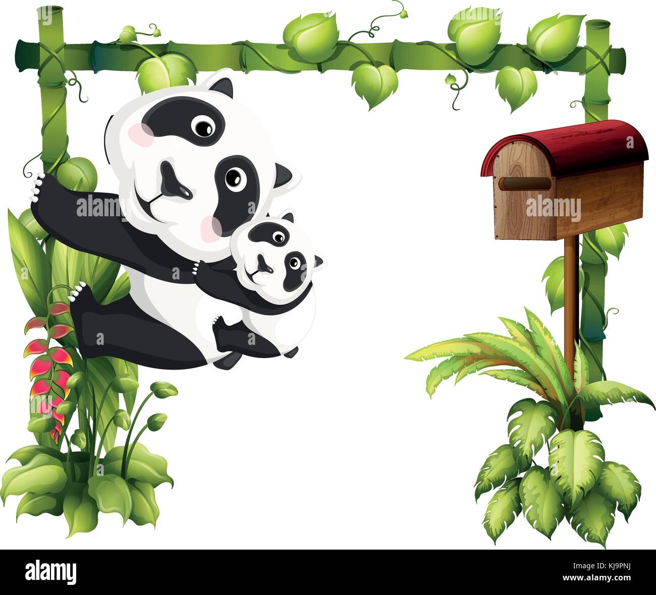 Illustration D Une Mere Avec Son Bebe Panda Sur Fond Blanc Image Vectorielle Stock Alamy