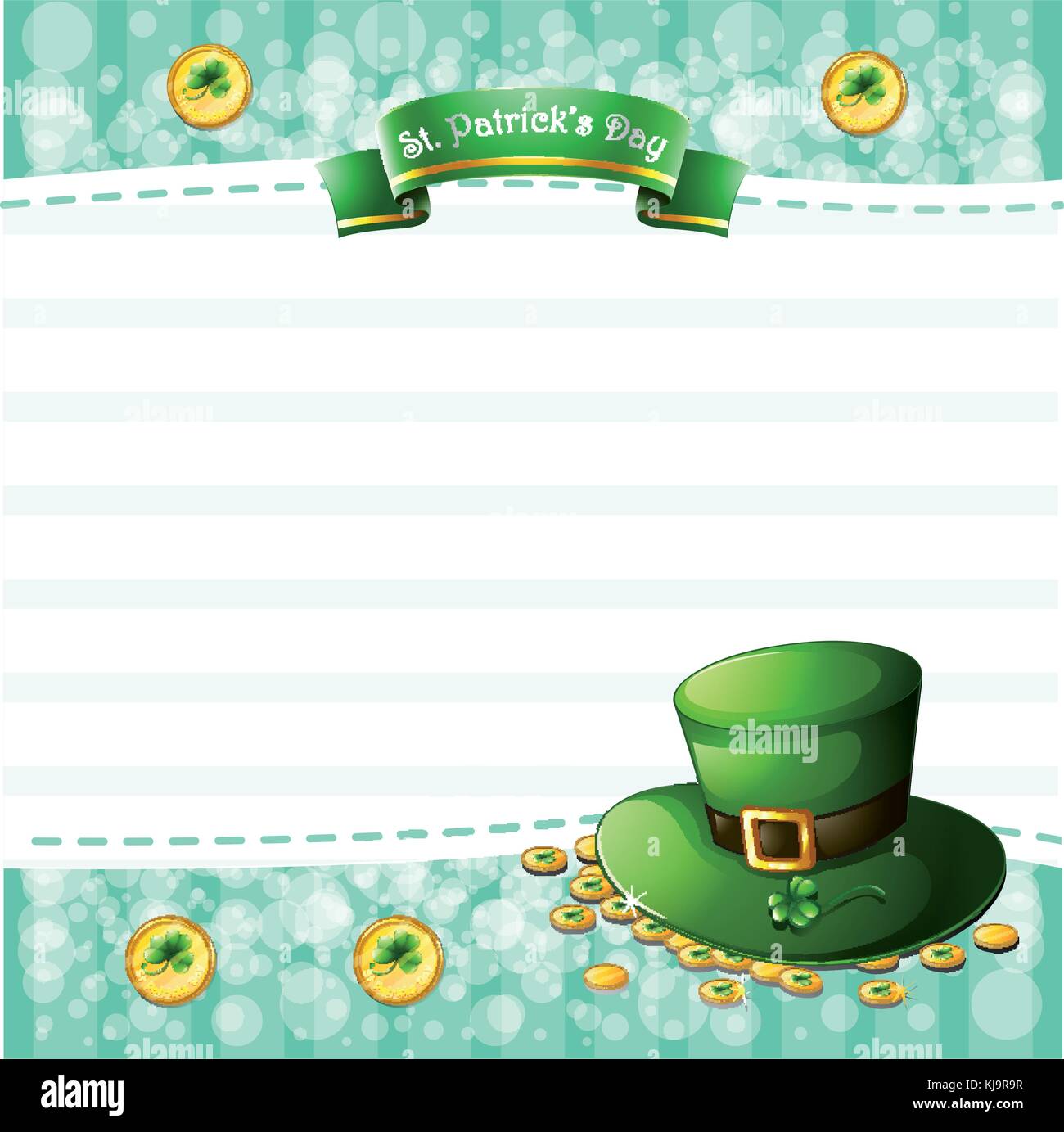 Illustration d'une papeterie pour st. Patrick's Day avec un chapeau et des pièces Illustration de Vecteur