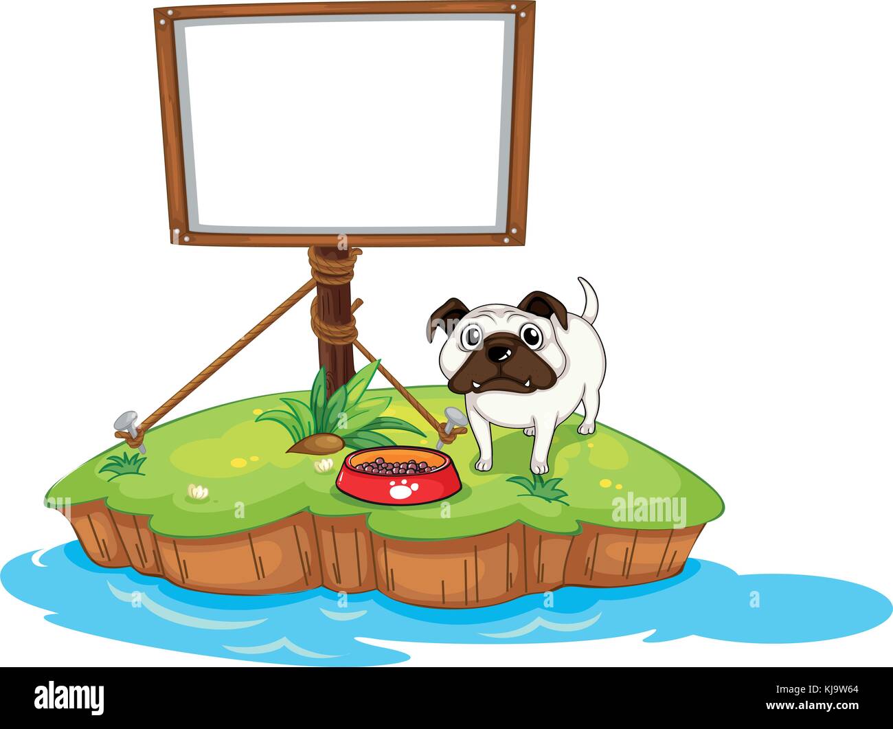 Illustration d'un plateau vide avec un chien dans une île sur un fond blanc Illustration de Vecteur