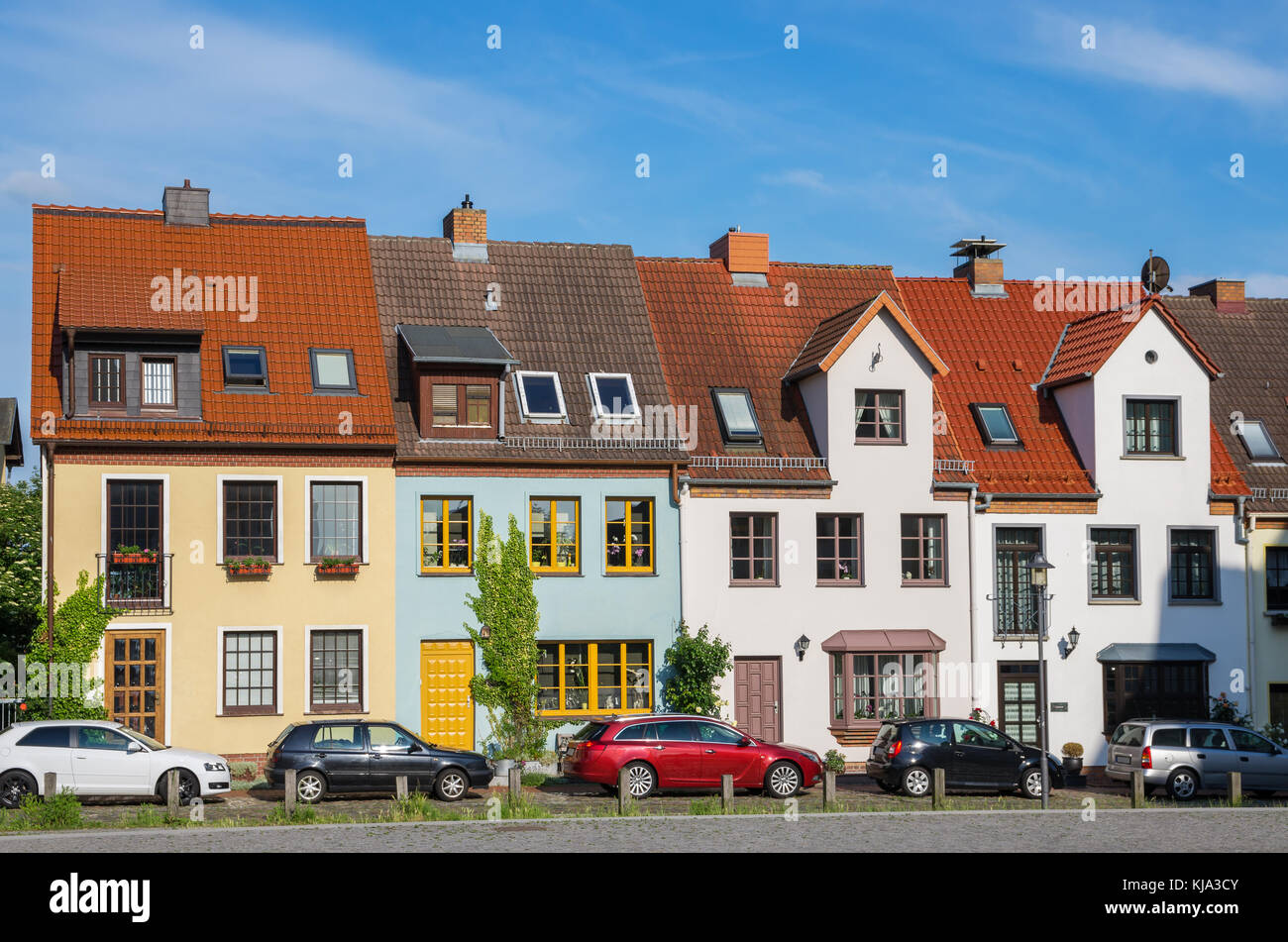 Maisons de ville typique à Rostock. mecklenburg-vorpommern, Allemagne Banque D'Images