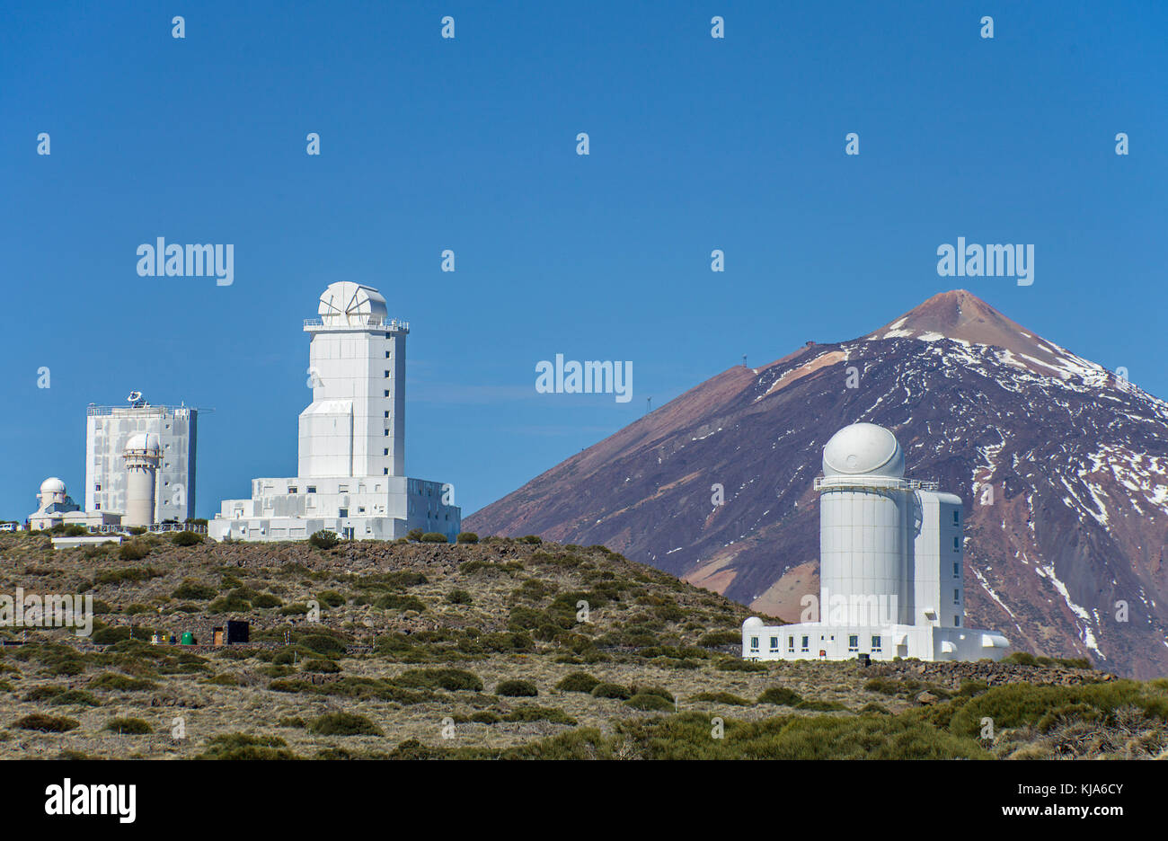 Observatorio del Teide teide, observatoire astronomique, derrière le Pico del Teide, l'île de Tenerife, Canaries, Espagne Banque D'Images