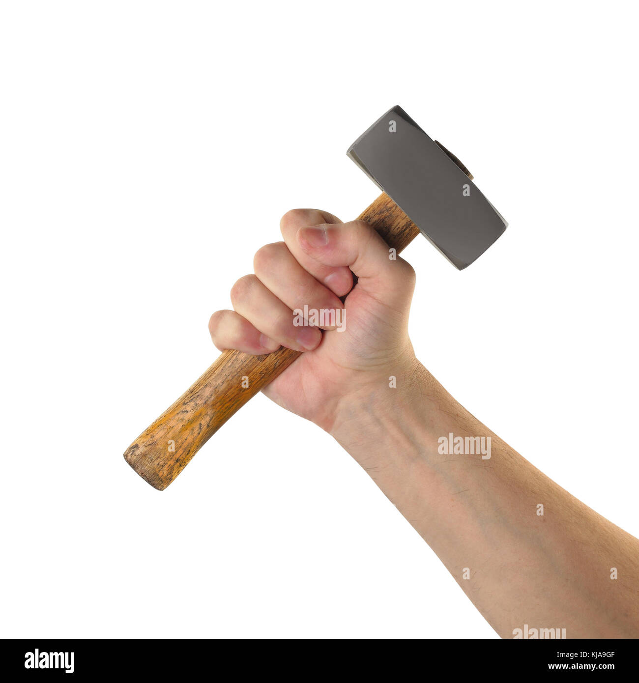 Outil d'action mains objets - part grand vieux travailleur isolé main  marteau fond blanc Photo Stock - Alamy