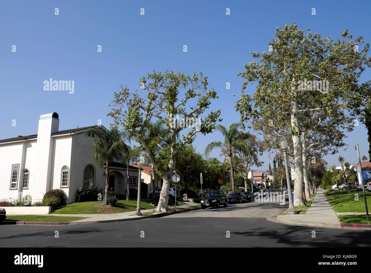 Quartier résidentiel à proximité de West Hollywood, Beverly Boulevard à Los Angeles, California USA KATHY DEWITT Banque D'Images