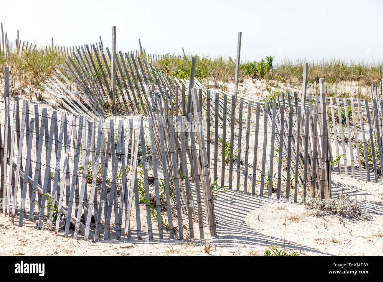 L'escrime de plage à Southampton, New York Banque D'Images
