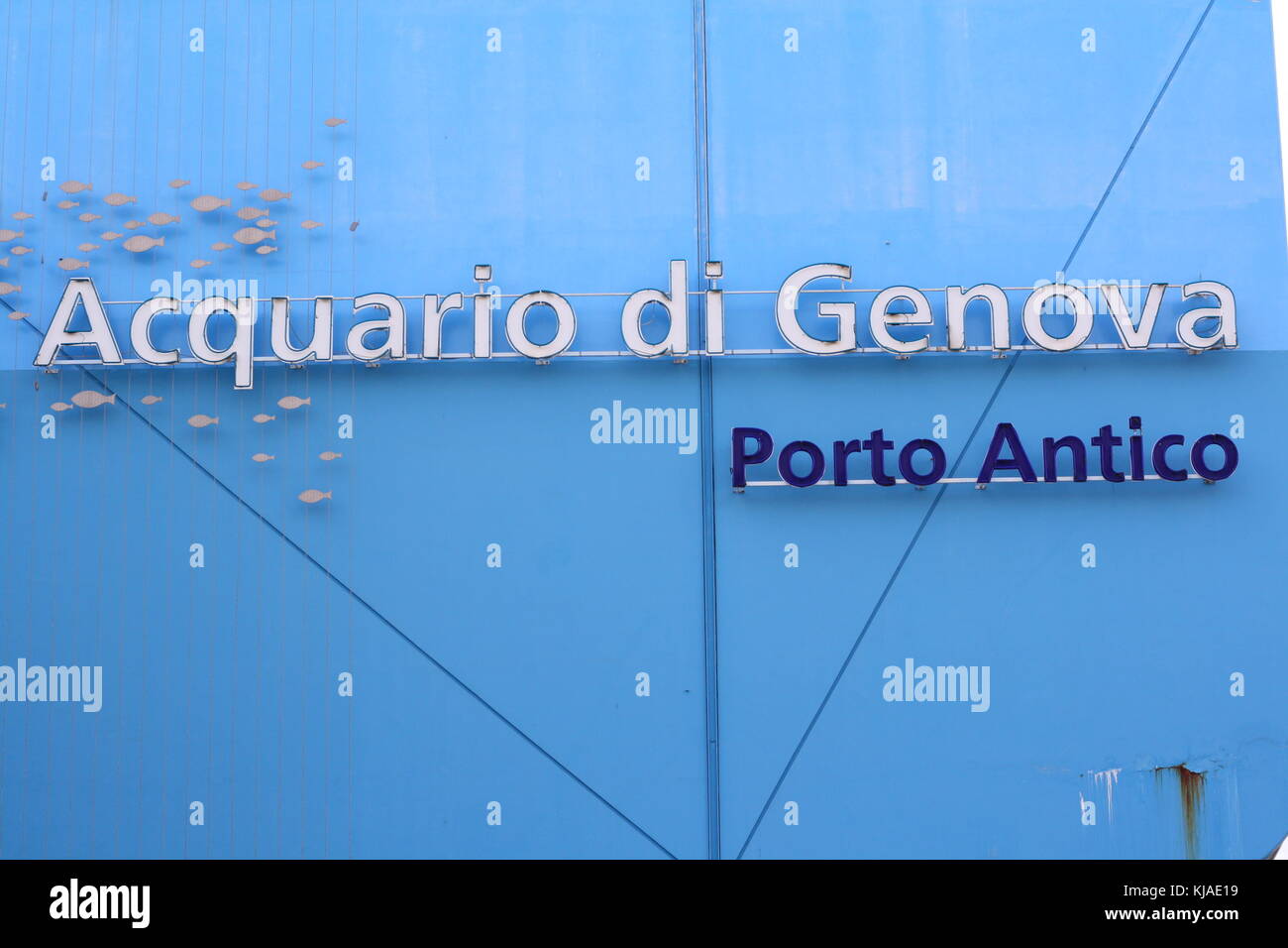 L'Acquario di Genova à Porto Antico building signe. Banque D'Images