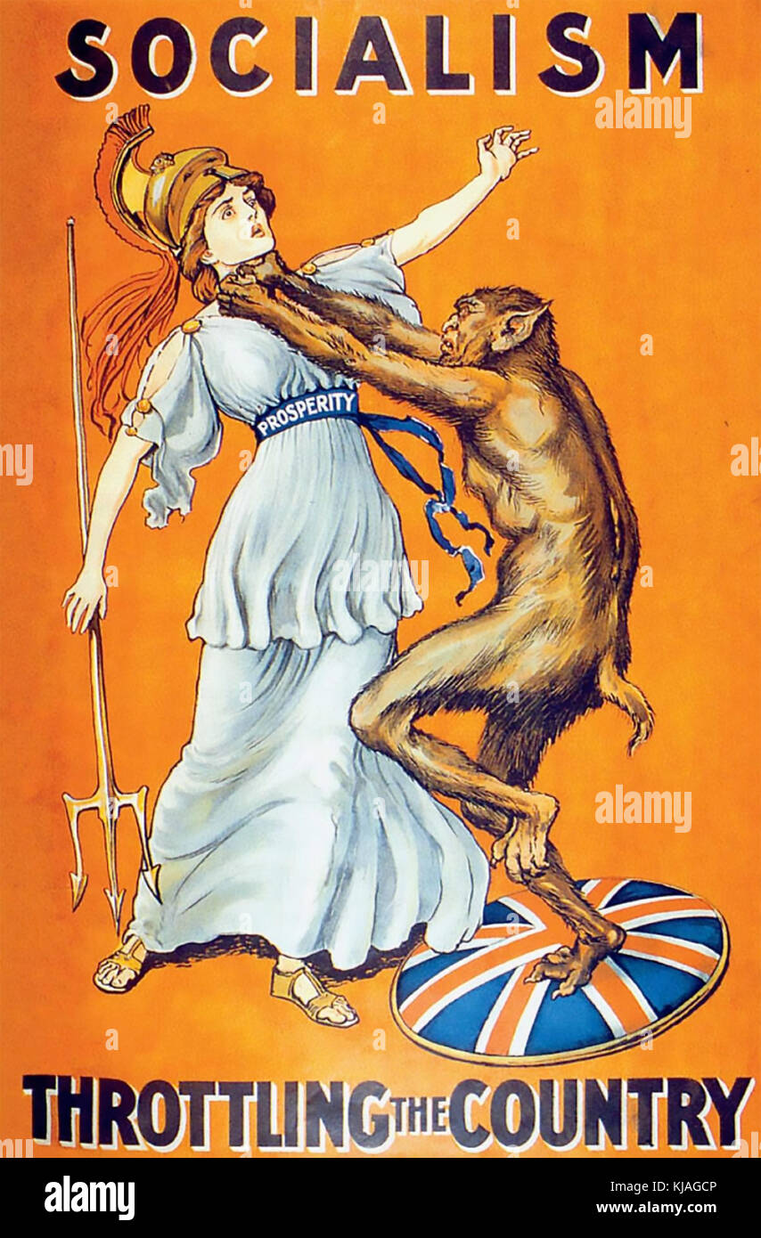Le socialisme A ÉTRANGLE l'affiche DU PARTI conservateur DE 1909 Banque D'Images