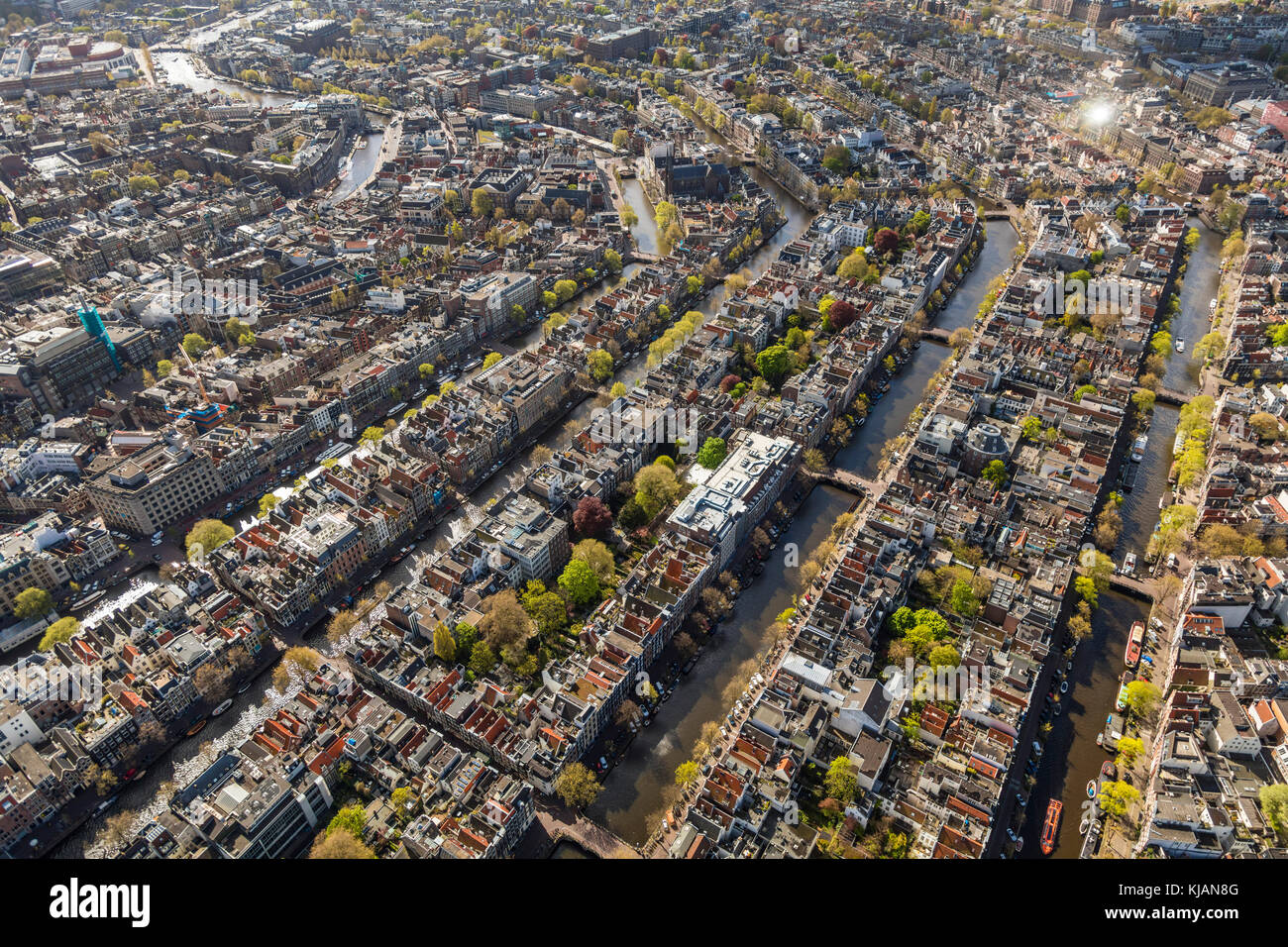 Vue aérienne de la vieille ville d'Amsterdam, Pays-Bas Banque D'Images