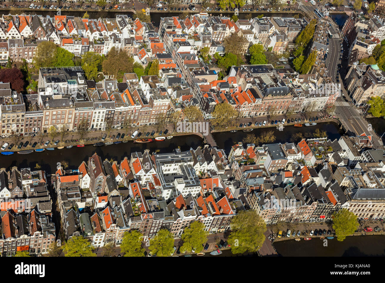 Vue aérienne de la vieille ville d'Amsterdam, Pays-Bas Banque D'Images