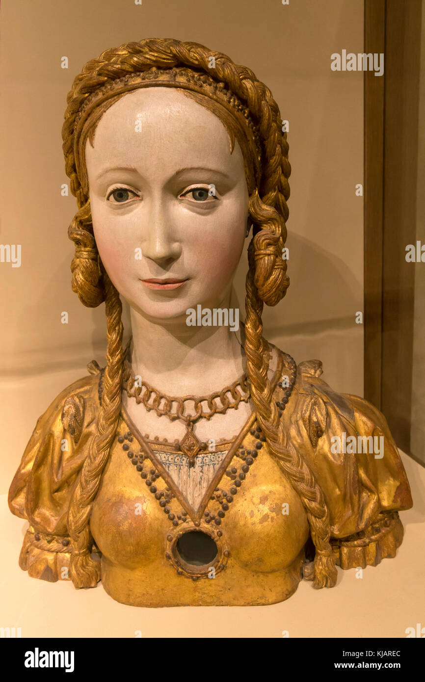 Buste reliquaire d'un Saint féminin, XVIe siècle, pays-Bas du Sud, Metropolitan Museum of Art, Manhattan, New York City, États-Unis, Amérique du Nord Banque D'Images