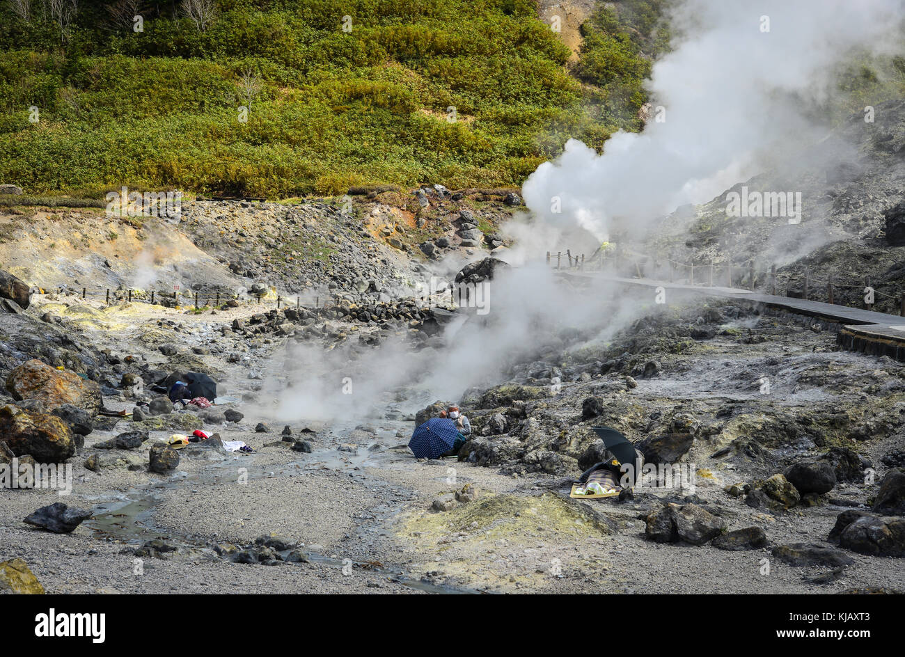 Akita, JAPON - 17 mai 2017. De nombreux habitants à tamagawa Hot Spring à Akita, Japon. tamagawa est le plus haut taux de débit Hot spring, il a le plus d'un Banque D'Images