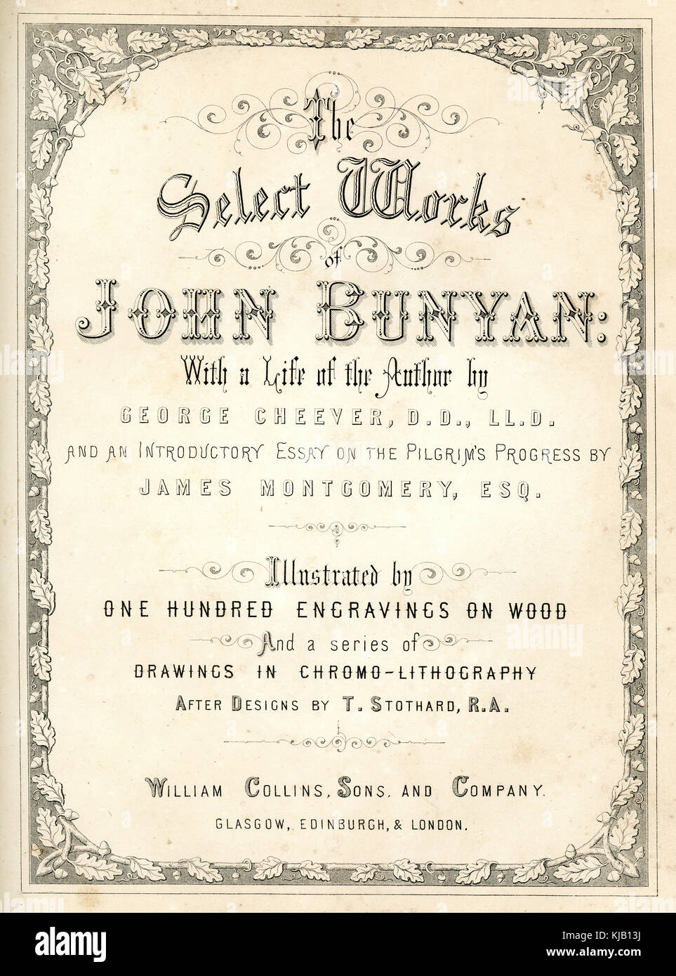 Page de titre de la Sélectionnez works of John Bunyan Banque D'Images