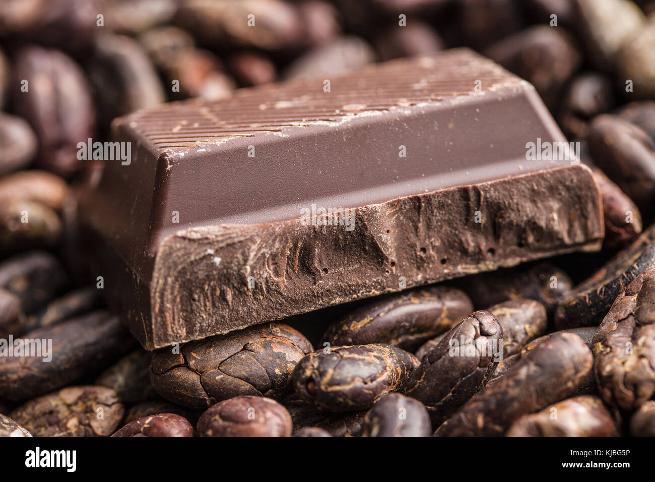 Le chocolat noir et fèves de cacao. chocolat. Banque D'Images