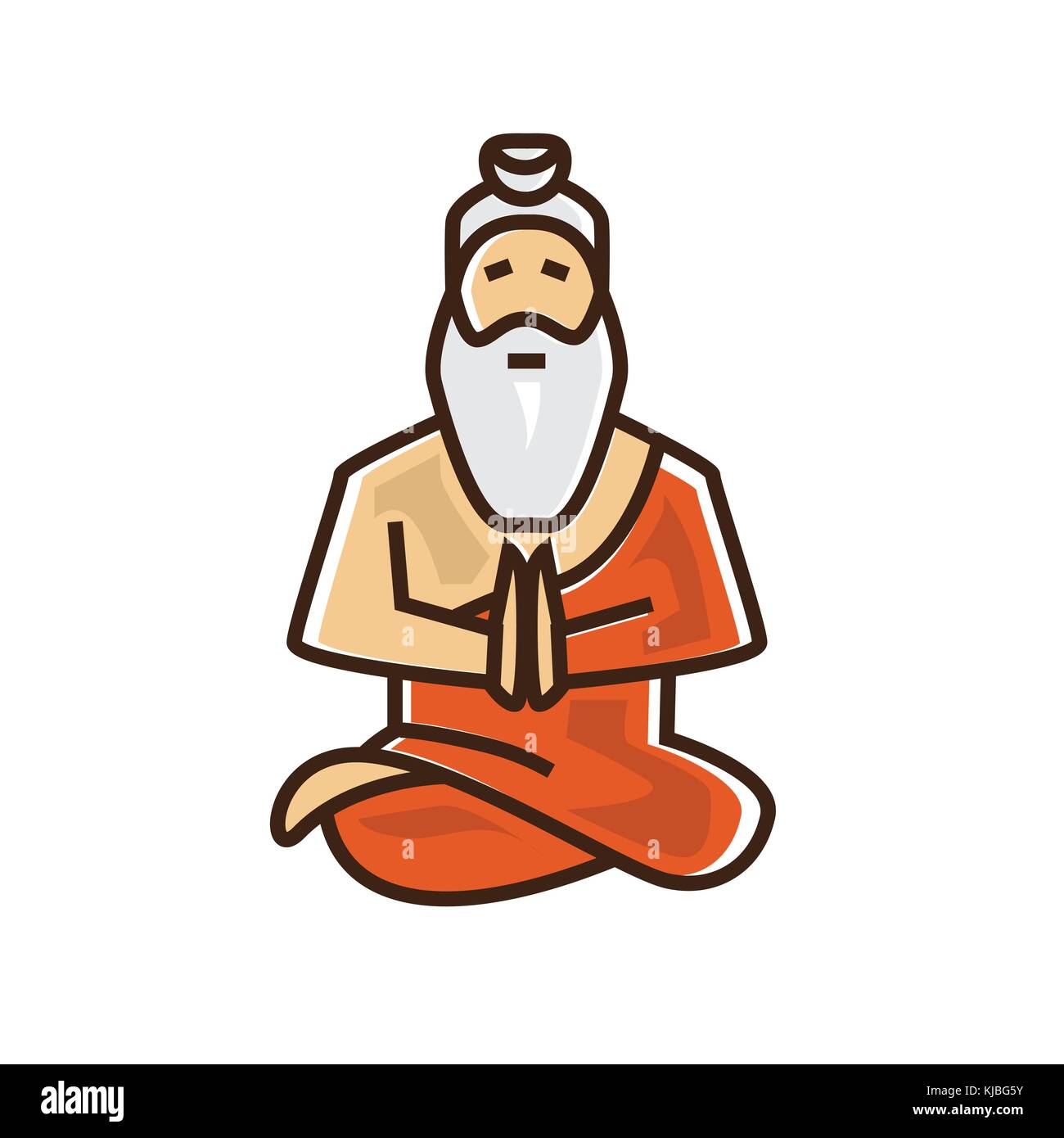 Saint indien sage hindou, illustration, vieil homme saint, illustration design, isolé sur fond blanc. Illustration de Vecteur