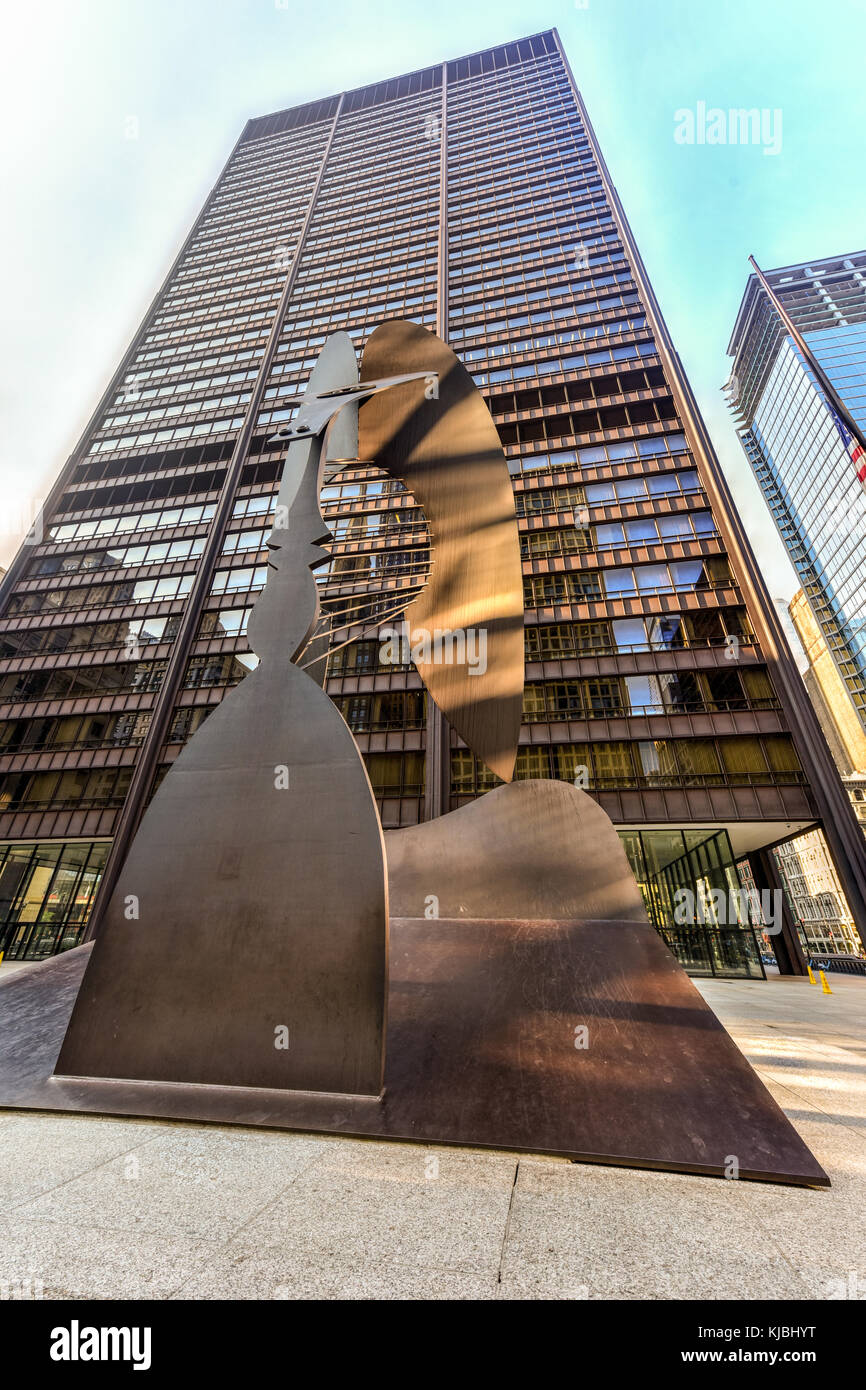 Chicago - 6 septembre 2015 : untitled sculpture massive d'une place dans le centre-ville de Chicago par Picasso. Banque D'Images