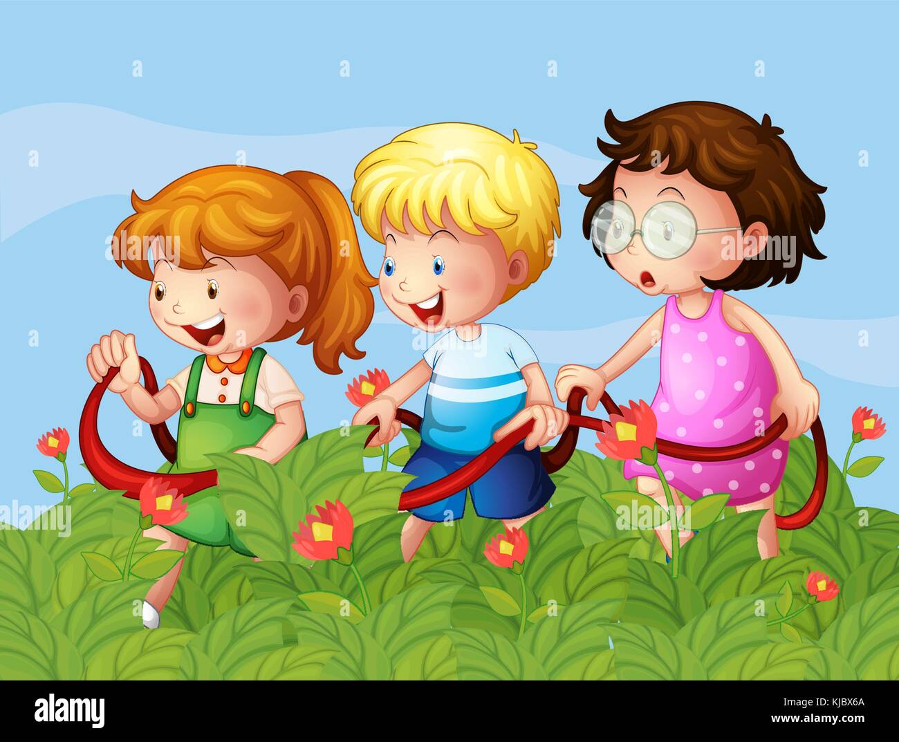 Illustration d'enfants dans le jardin Illustration de Vecteur