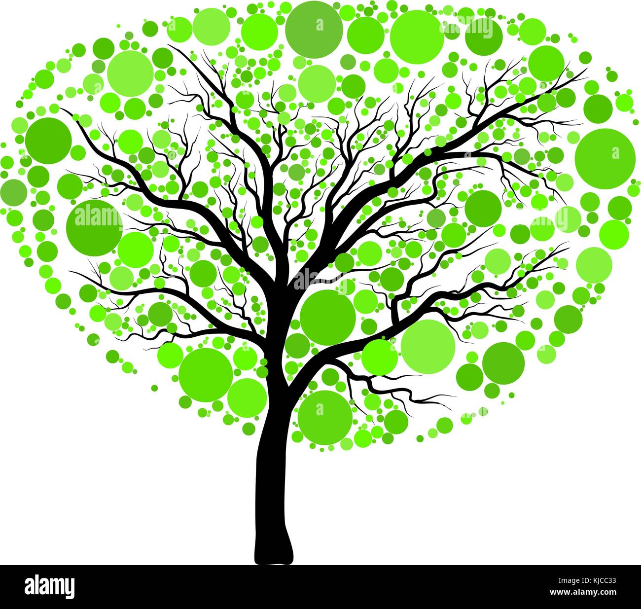 L'arbre vert printemps vector isolé sur fond blanc Illustration de Vecteur