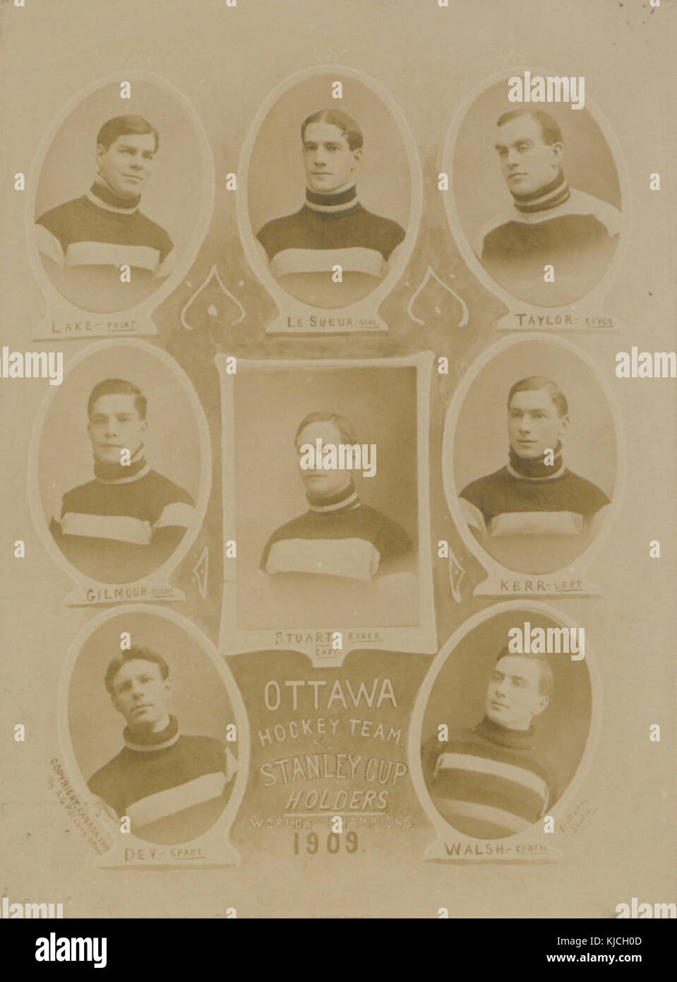 L'équipe de hockey d'Ottawa, les détenteurs de la Coupe Stanley, les champions du monde, 1909 (SH85) 1020618 Banque D'Images