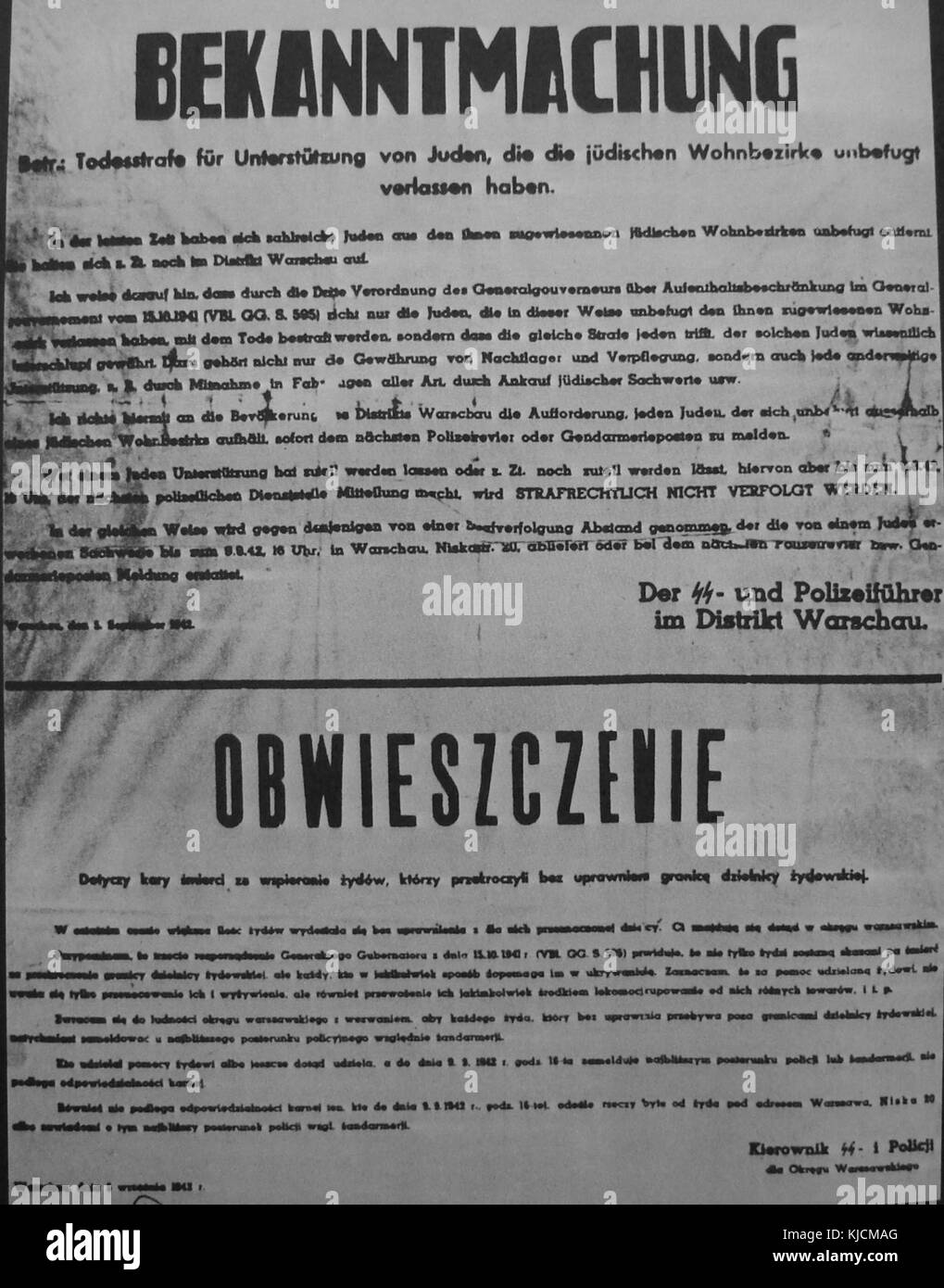 Bekanntmachnung Warschau Getto Banque D'Images