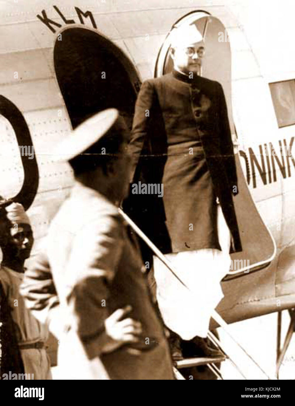 Subhas Chandra Bose arrive à l'aérodrome de Dum Dum Banque D'Images