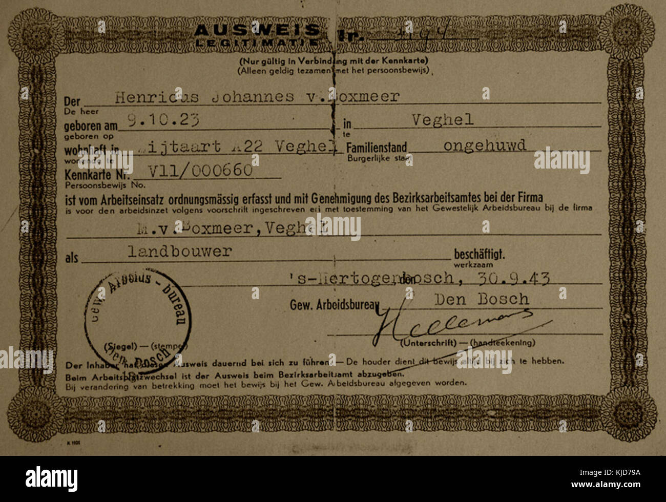 1943 Ausweis Banque D'Images