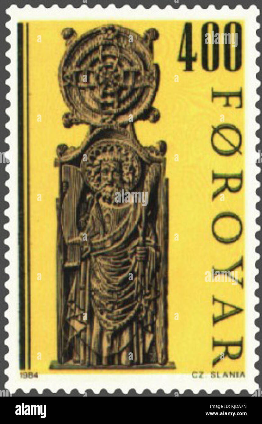 Faroe stamp 090 extrémités de kirkjubour pew st Jude Thaddée Banque D'Images Faroe stamp 090 extrémités de kirkjubour pew st Jude Thaddée Banque D'Images