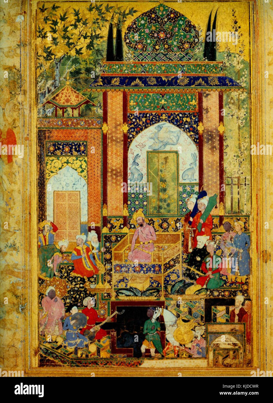 Tableau indien roi moghol avec Cadre en Bois - Élégance Traditionnelle