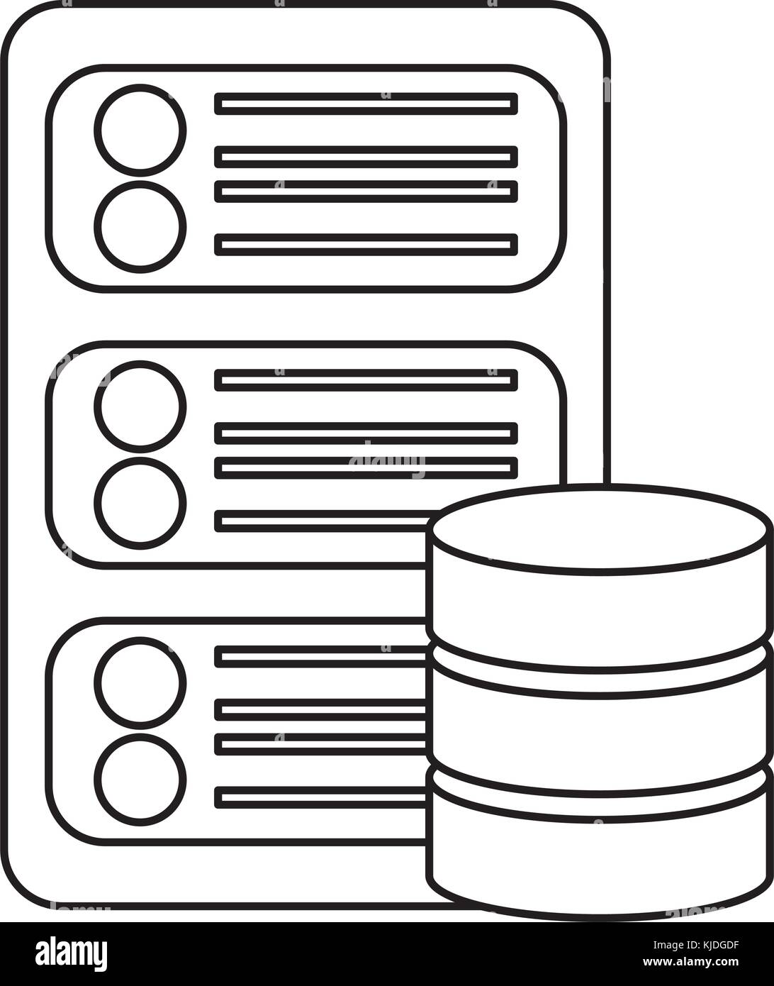 Centre de la base de données serveur hébergeant l'icône du réseau Illustration de Vecteur