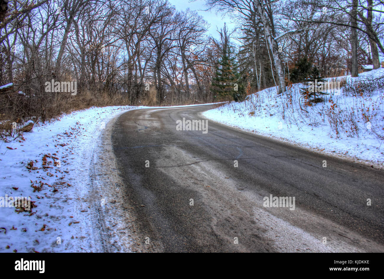 Gfp Wisconsin Madison snowy road Banque D'Images