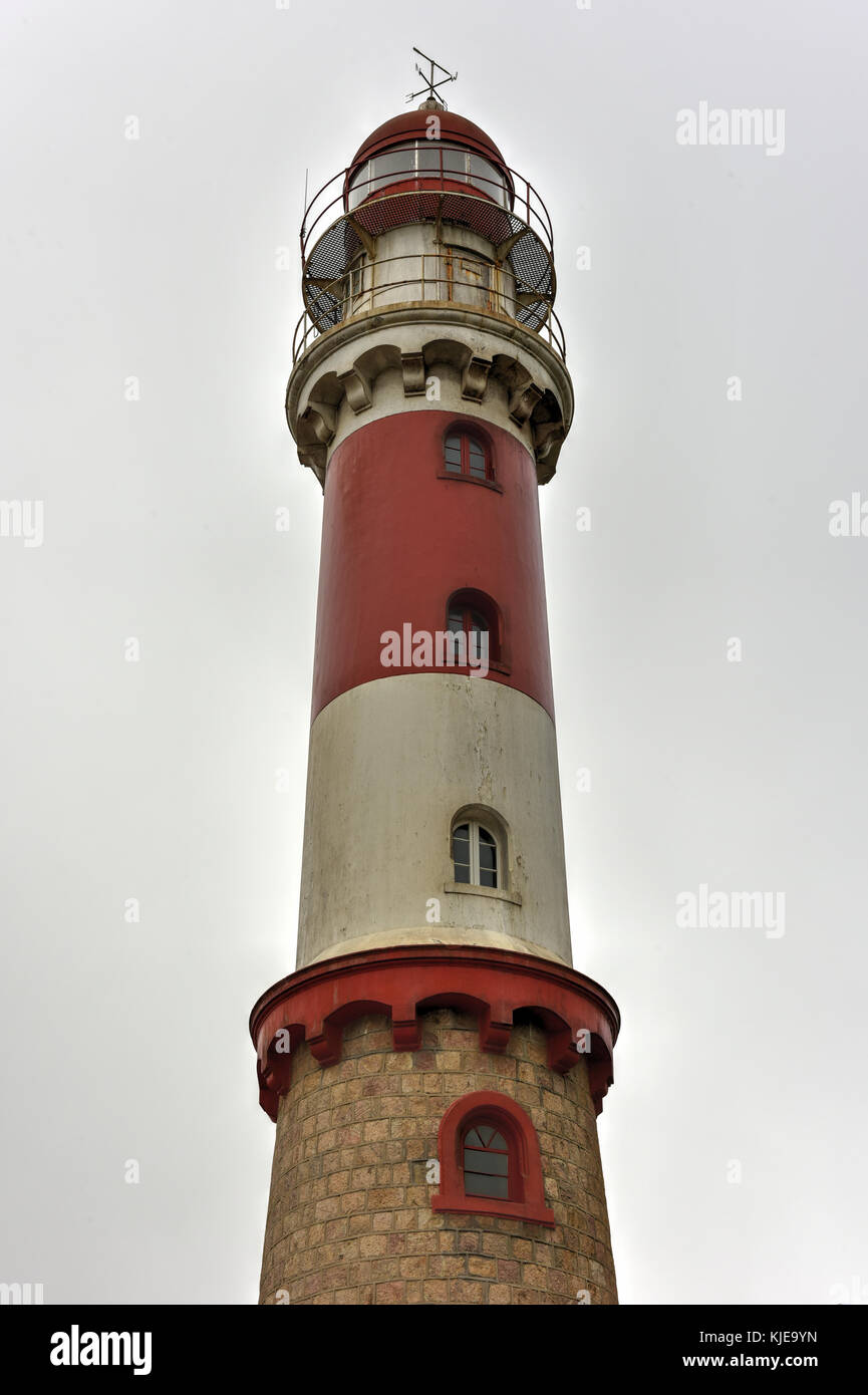 Célèbre phare de Swakopmund à Swakopmund, ville sur la côte atlantique du nord-ouest de la namibie, 280 km (175 milles) à l'ouest de Windhoek, capitale de Namibie Banque D'Images