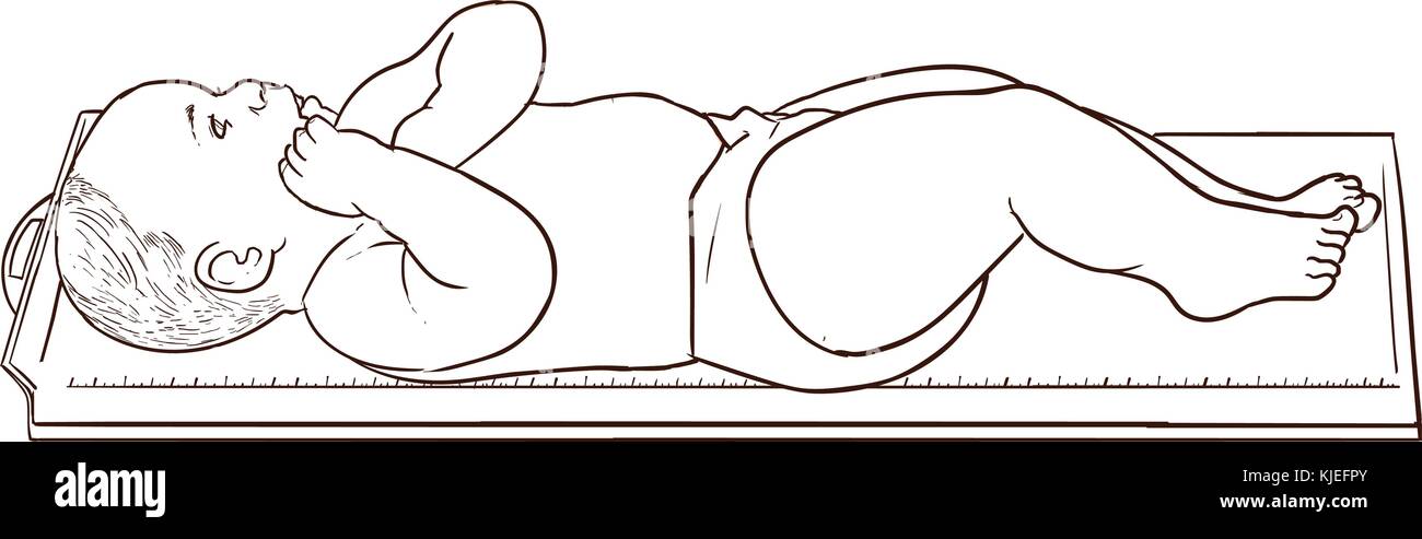Mignon bébé couché dans mètre de hauteur dans une clinique Illustration de Vecteur