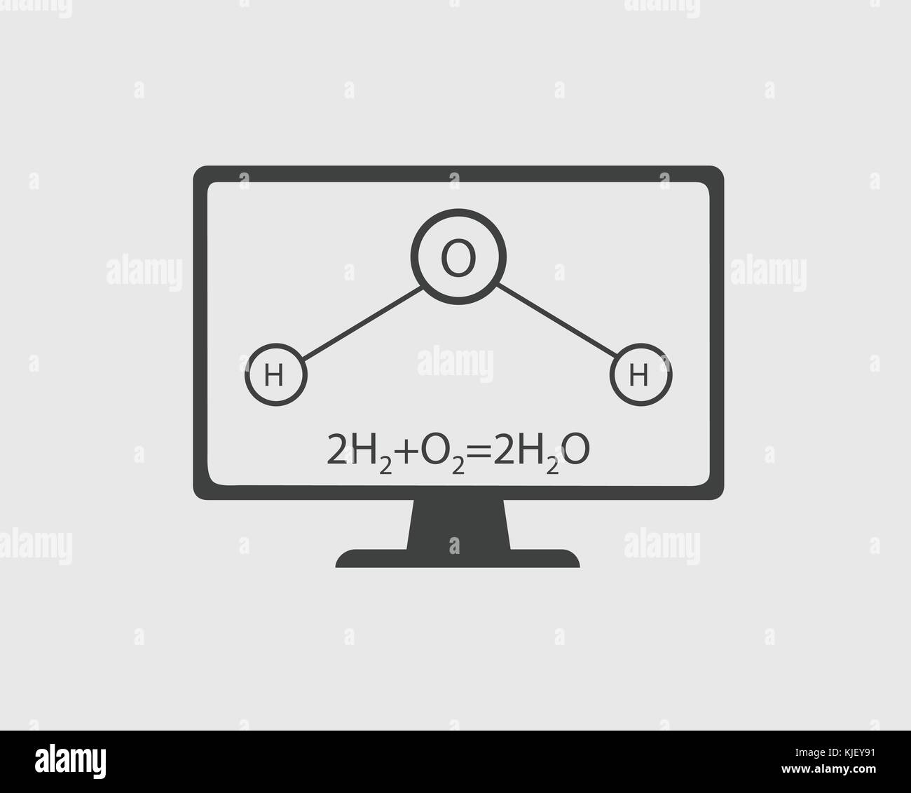 L'icône de chimie. équation générale et à équations structurelles de l'eau avec écran de l'ordinateur. Illustration de Vecteur