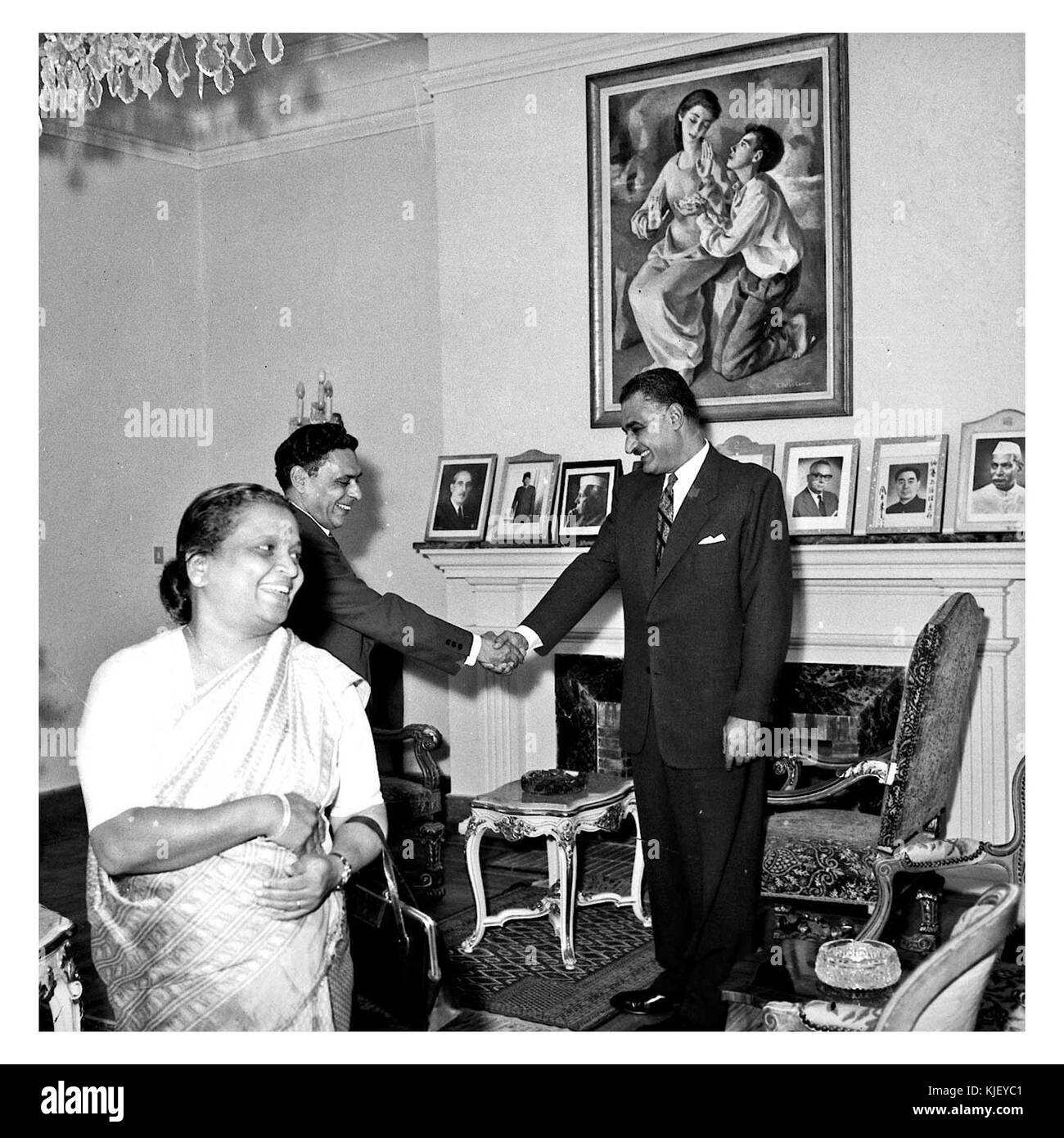 Nasser qui reçoit le vice-ministre indien de l'intérieur (06) Banque D'Images